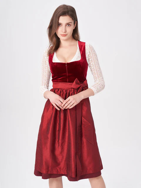 Velvet Dirndl: Elegance in black, red and by Marjo