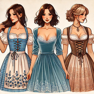 Krása dirndl se zipem na přední straně, dirndl s sametem a tradičními dirndls