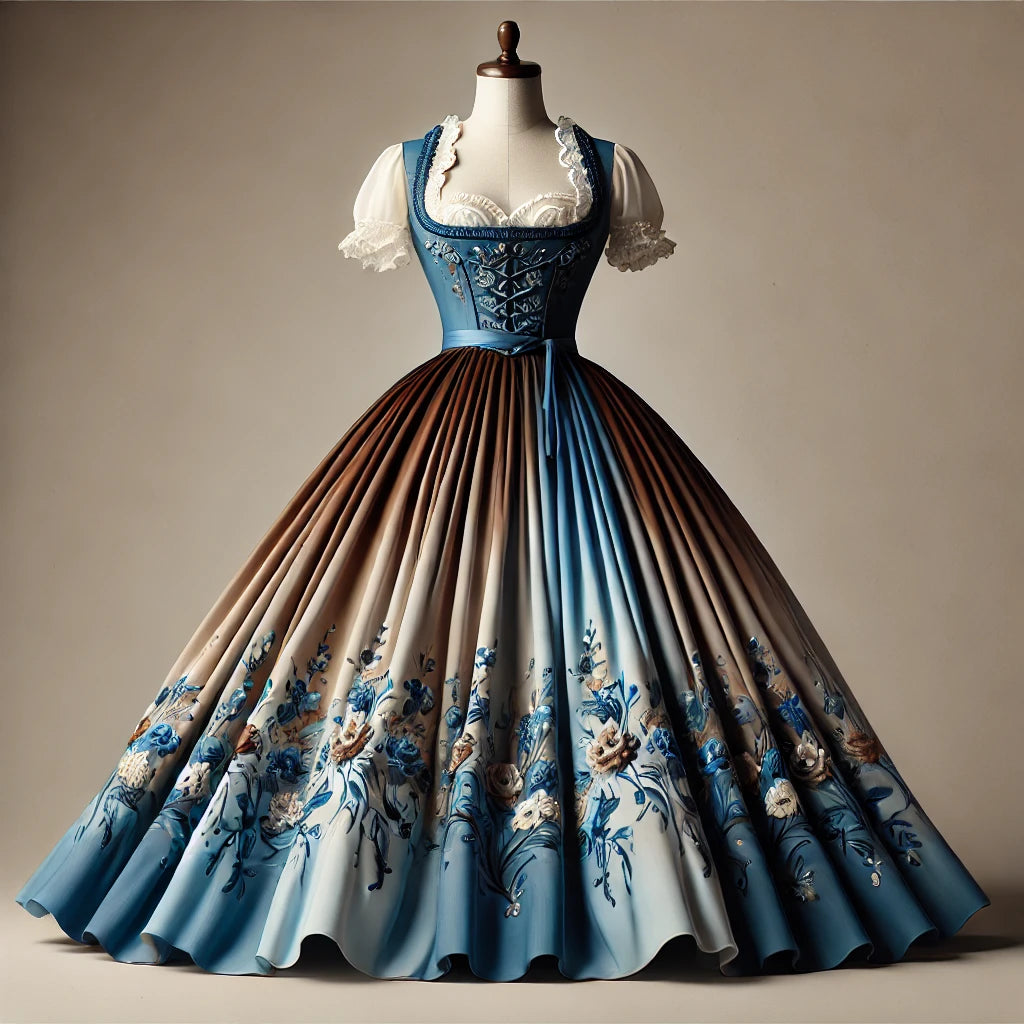 Die Schönheit der blau-braunen, braun-goldenen und anderen Dirndl