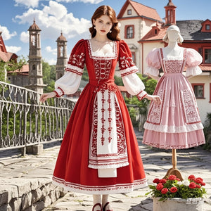 Punainen dirndl - tyylikäs silmä -kiinnitys