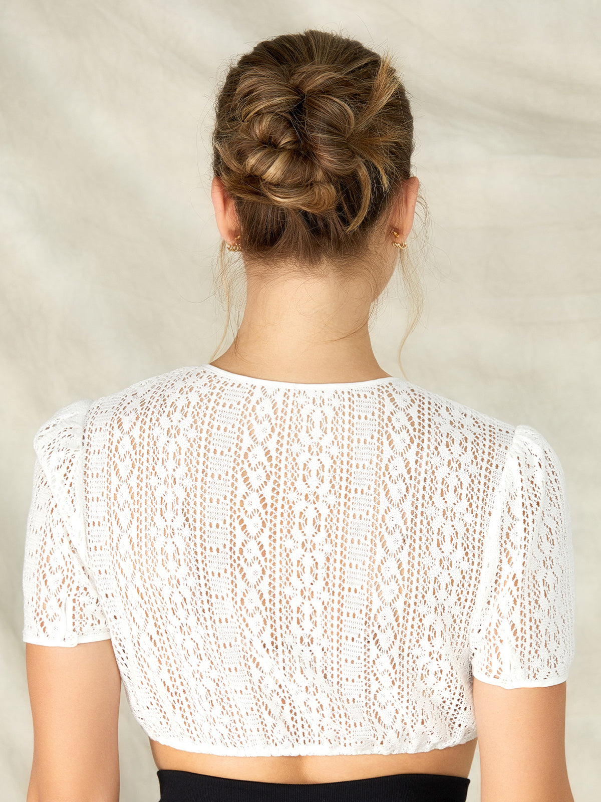 White short-sleeved lace dirndl blouse Iliana 