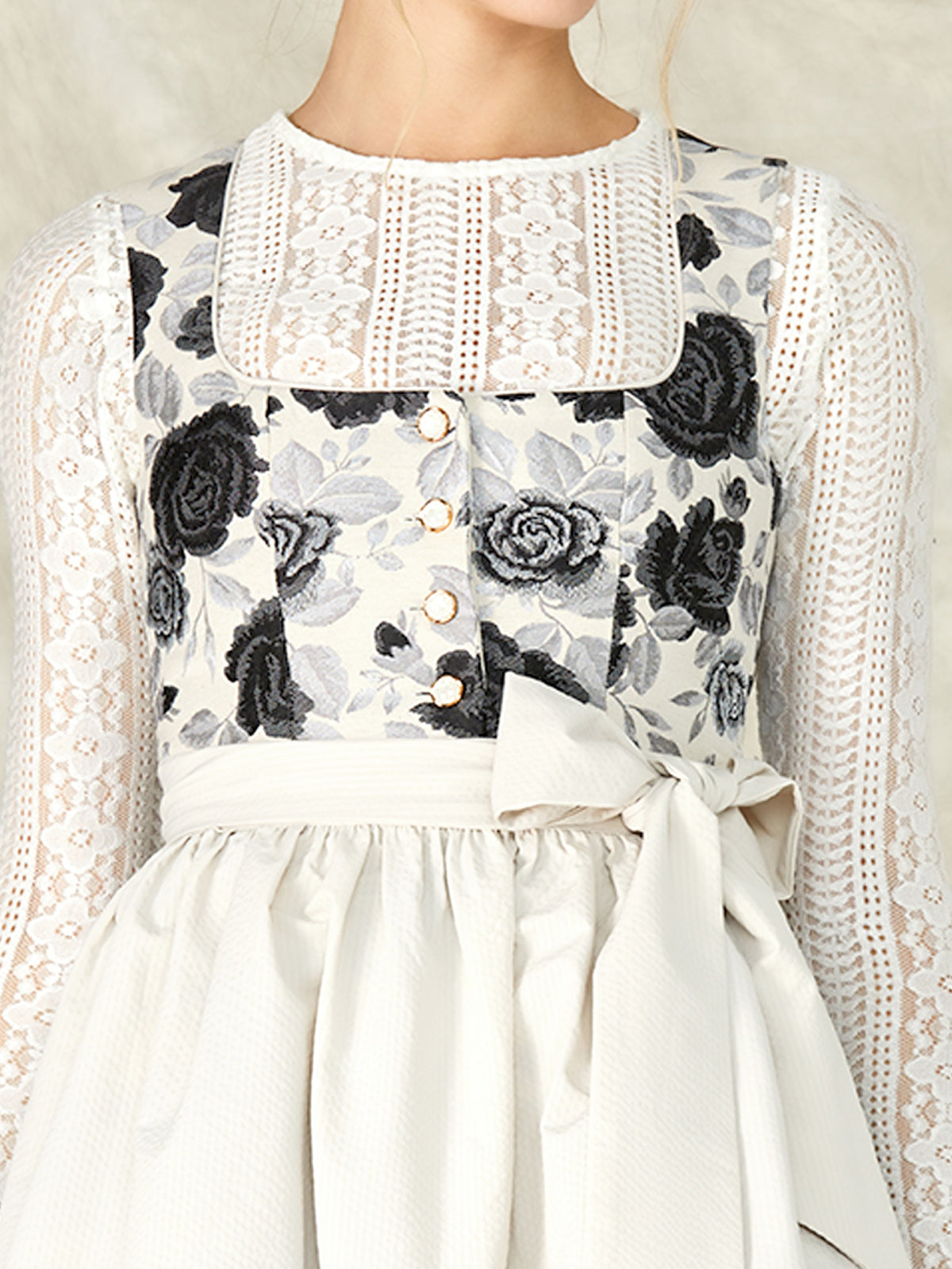 Schwarze Knöpfen Gerader Ausschnitt Dirndl Royan