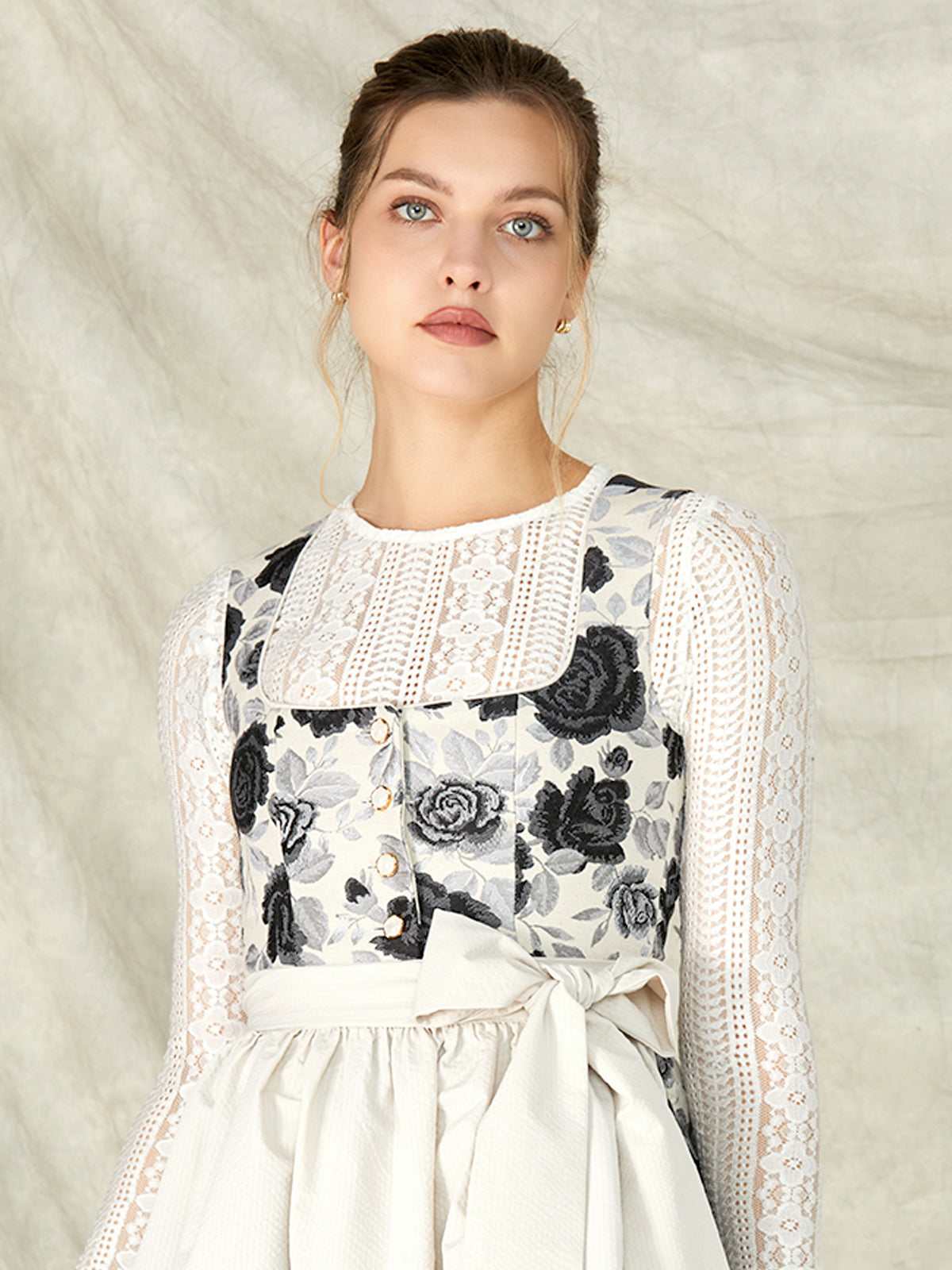 Schwarze Knöpfen Gerader Ausschnitt Dirndl Royan