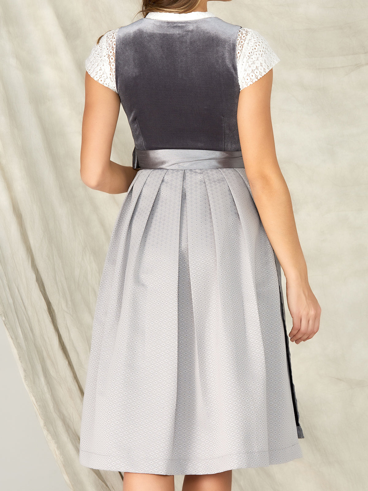 Grey Velvet Dirndl Straight Neckline Anella 