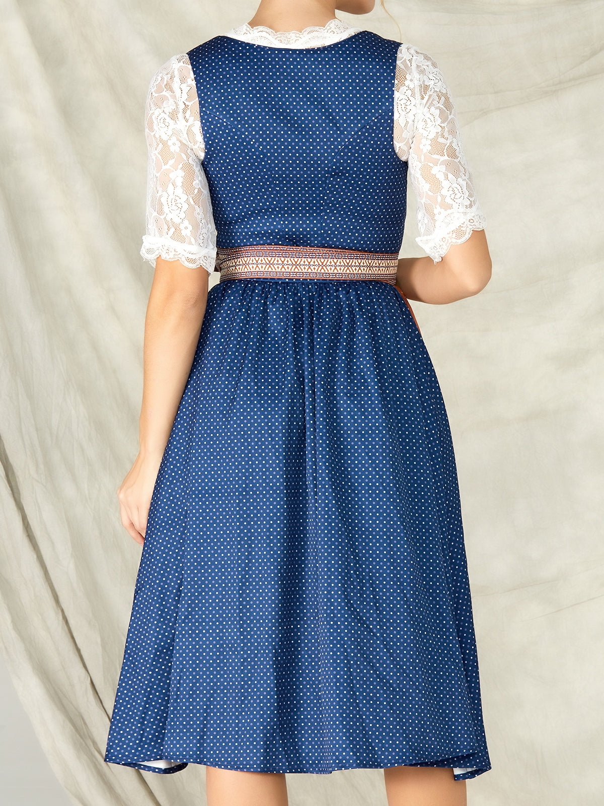 Blue Zipper Front Straight Neck Dirndl Josephine 