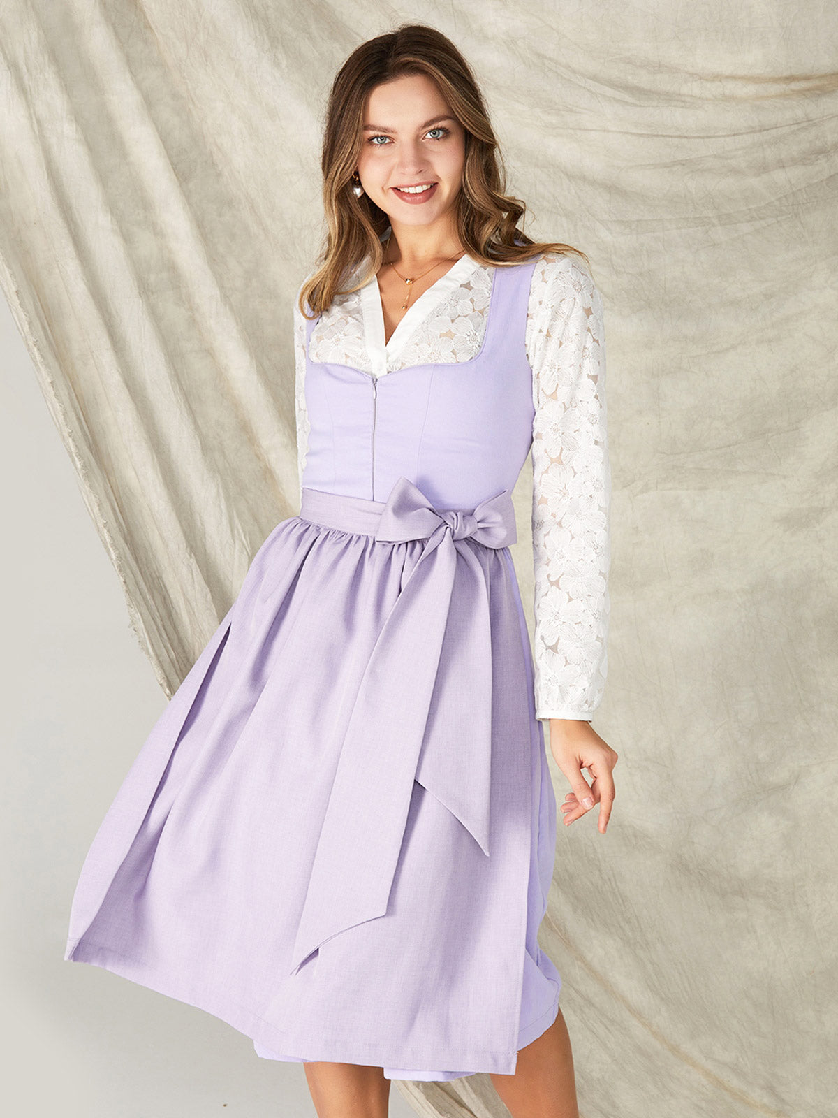 Purple Zipper Front Sweetheart Neck Dirndl Viktoria 