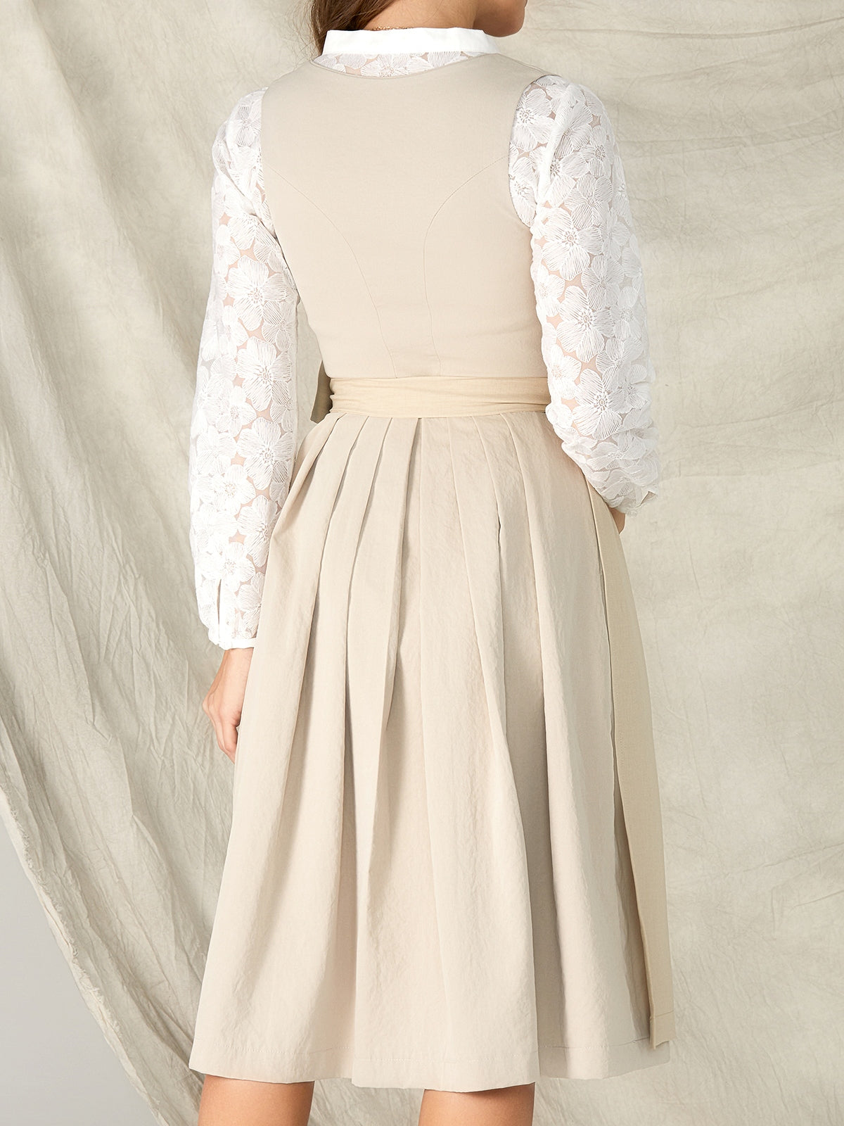 Cream Zipper Front Sweetheart Neck Dirndl Andrina 