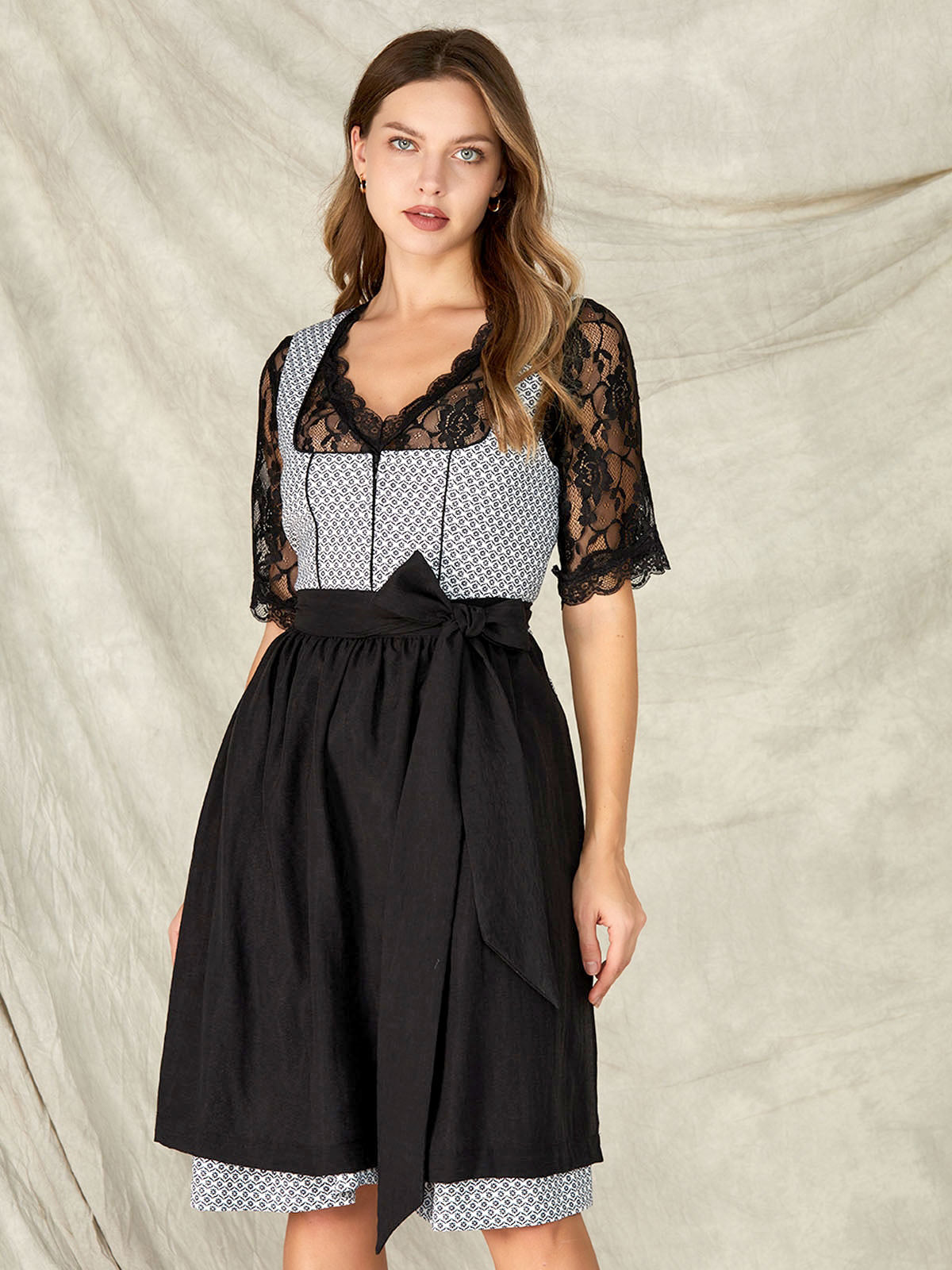 Black Zipper Front Straight Neck Dirndl Gerda 