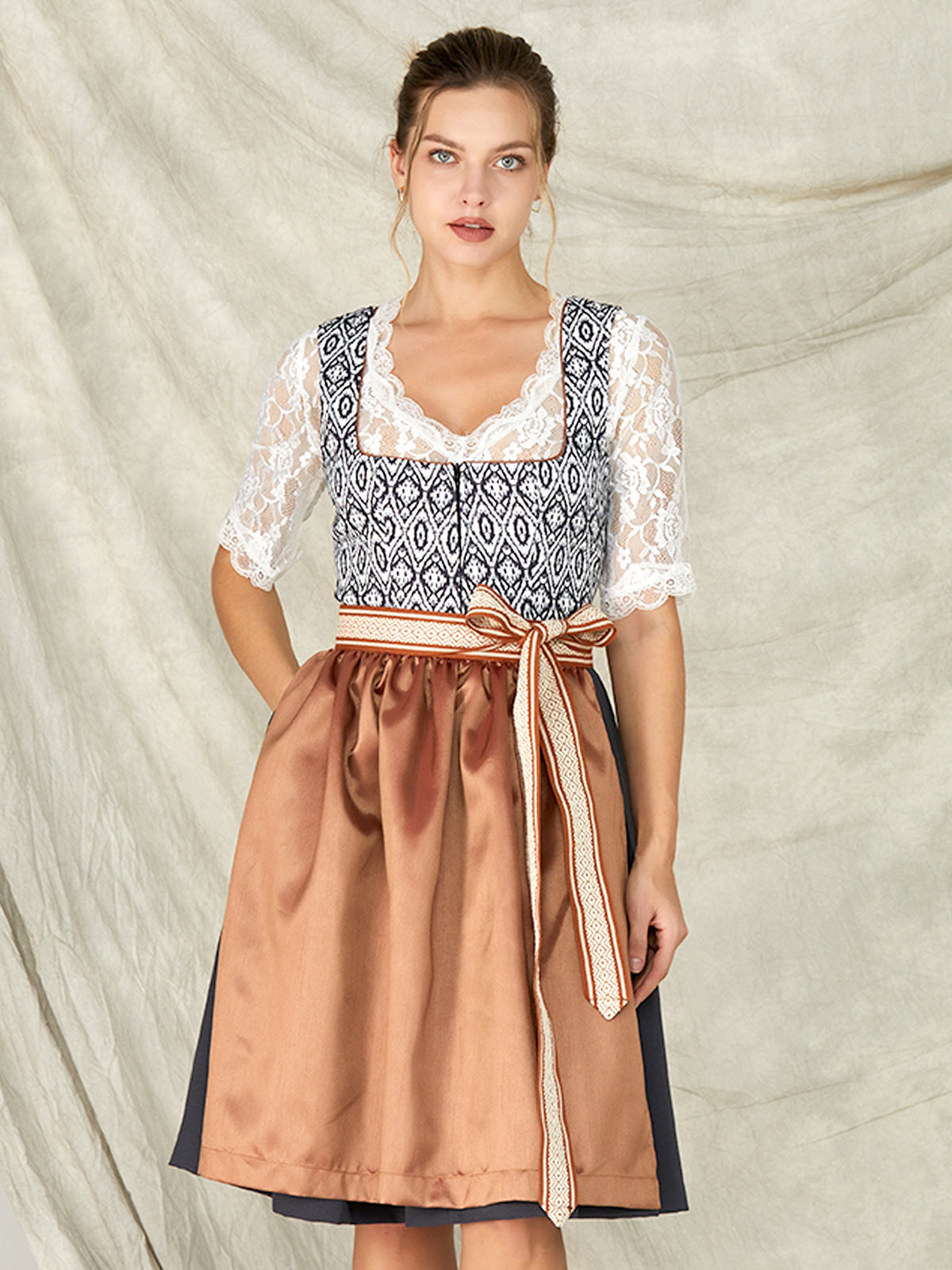 Black Zipper Front Straight Neck Dirndl Levina 