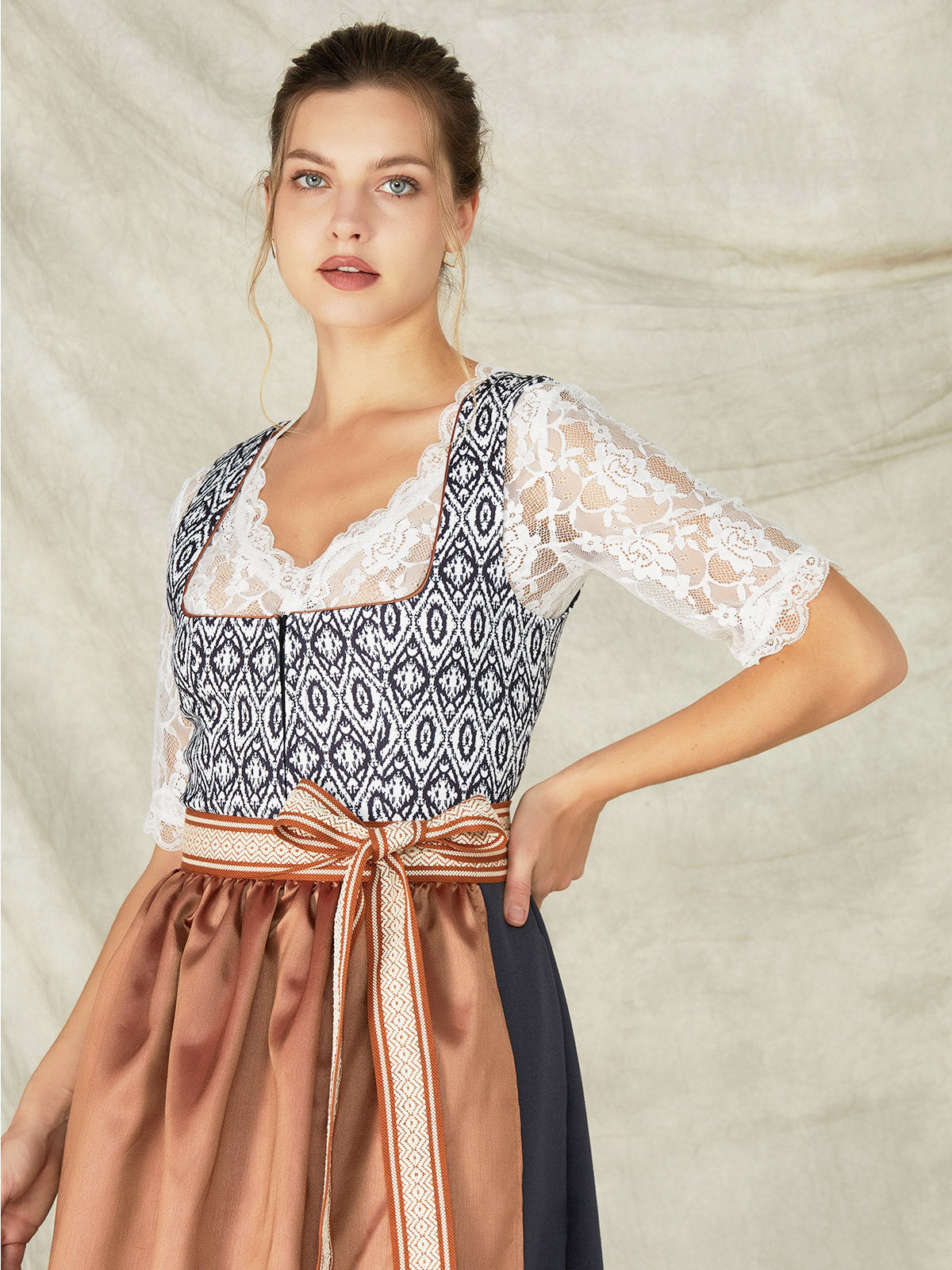 Black Zipper Front Straight Neck Dirndl Levina 