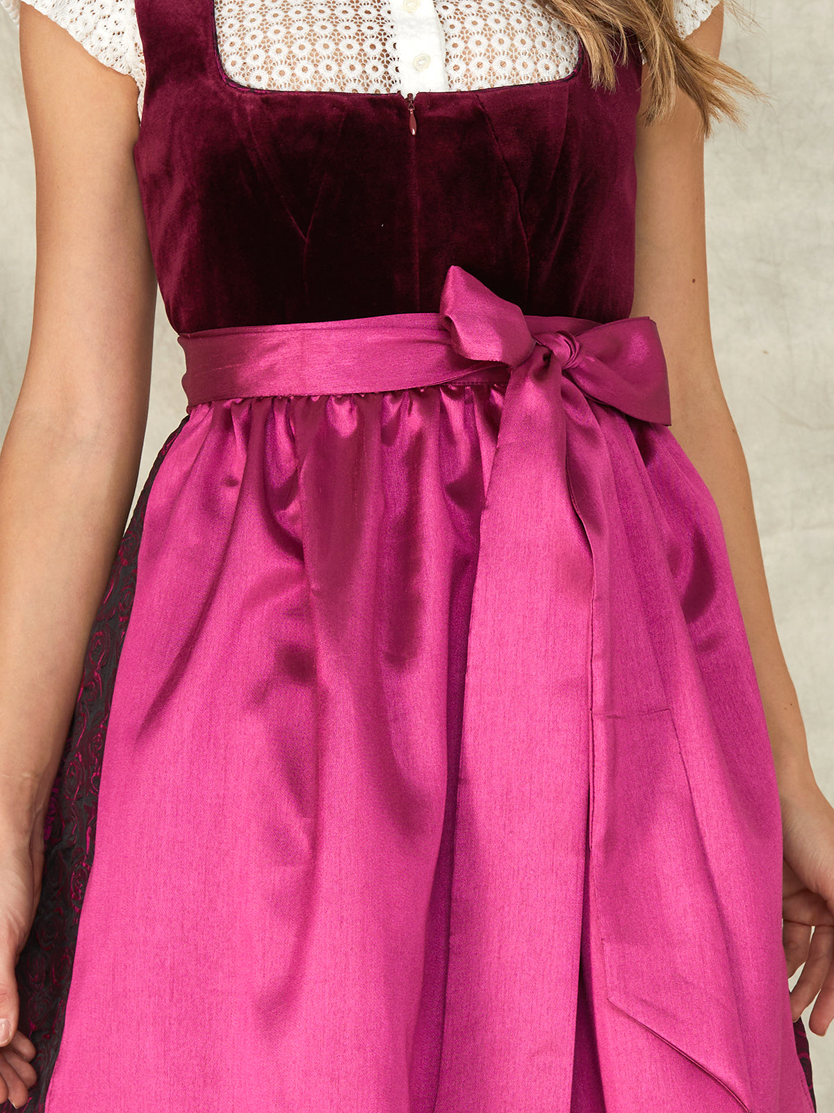 Pink Zipper Front Straight Neck Dirndl Klara 