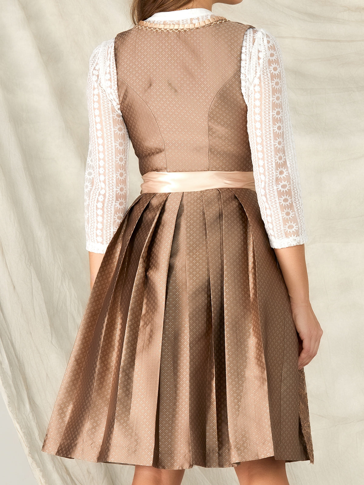 Brown hook closure straight neckline Dirndl Nele 