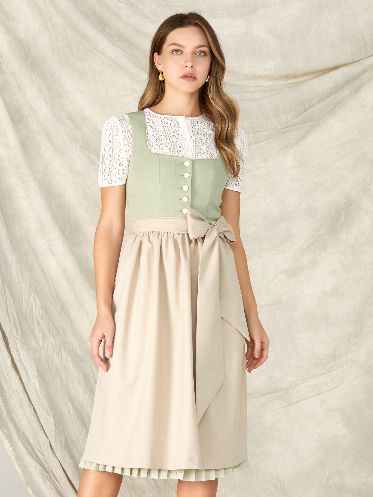 Green Buttons Straight Neck Dirndl Oia 