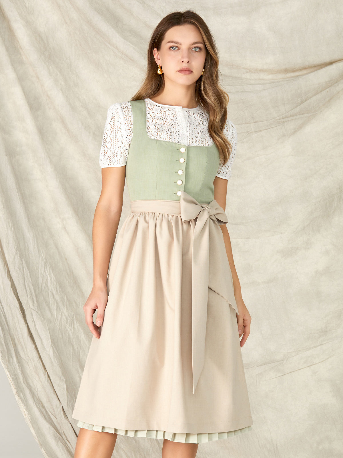 Green Buttons Straight Neck Dirndl Oia 