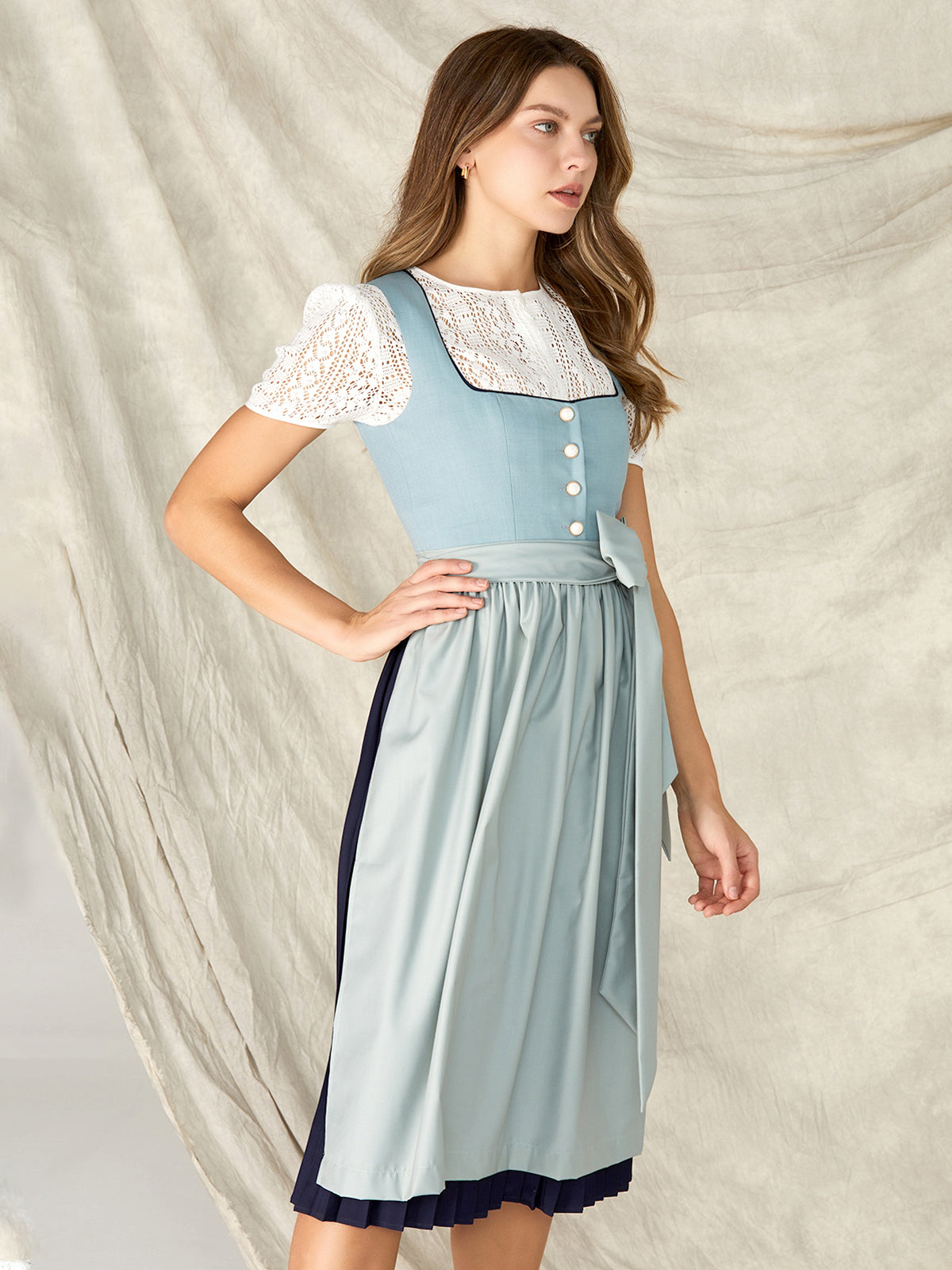Blue Buttons Straight Neck Dirndl Jessia 