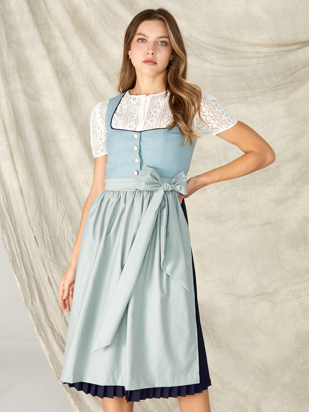 Blue Buttons Straight Neck Dirndl Jessia 