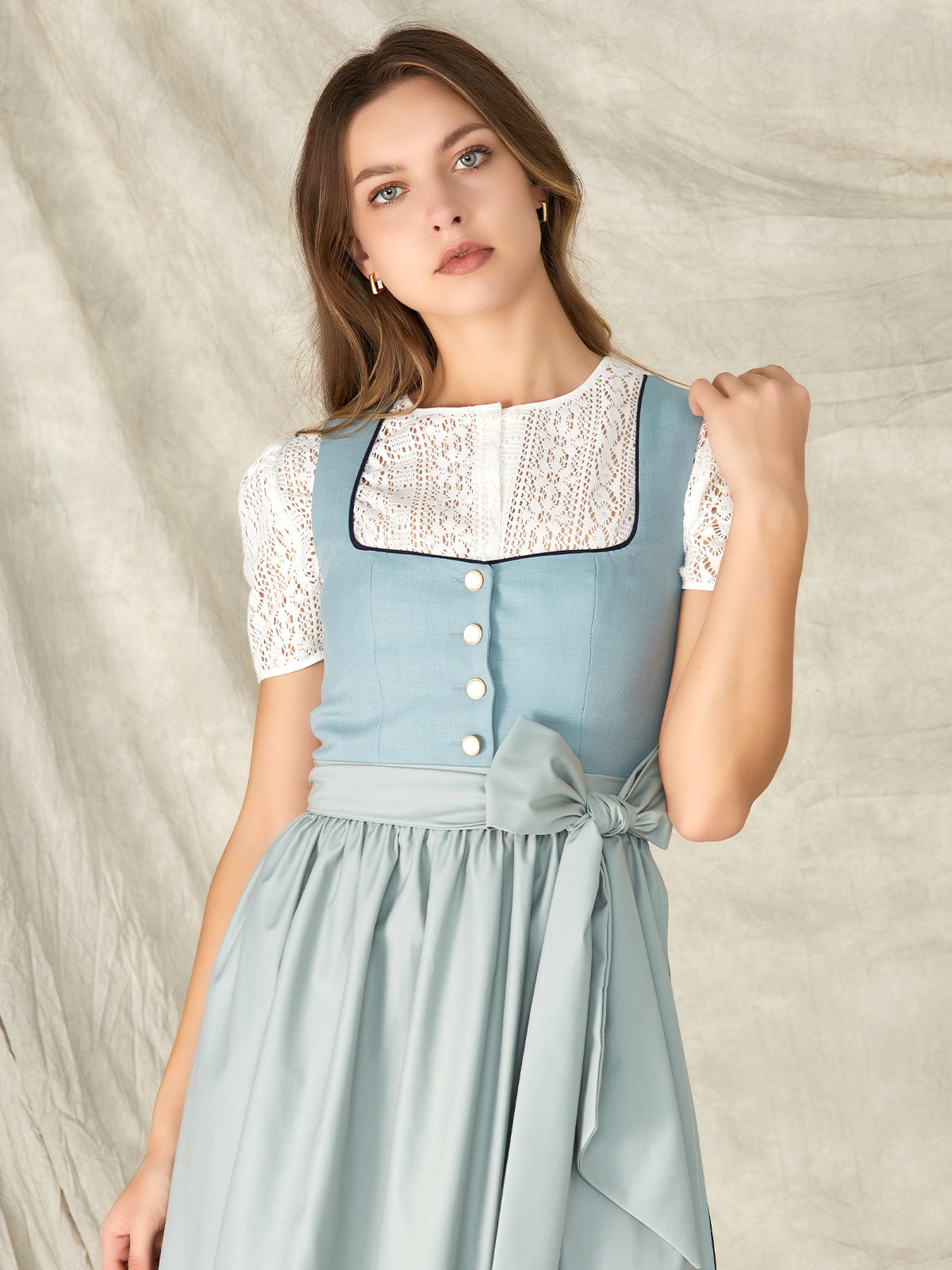 Blue Buttons Straight Neck Dirndl Jessia 