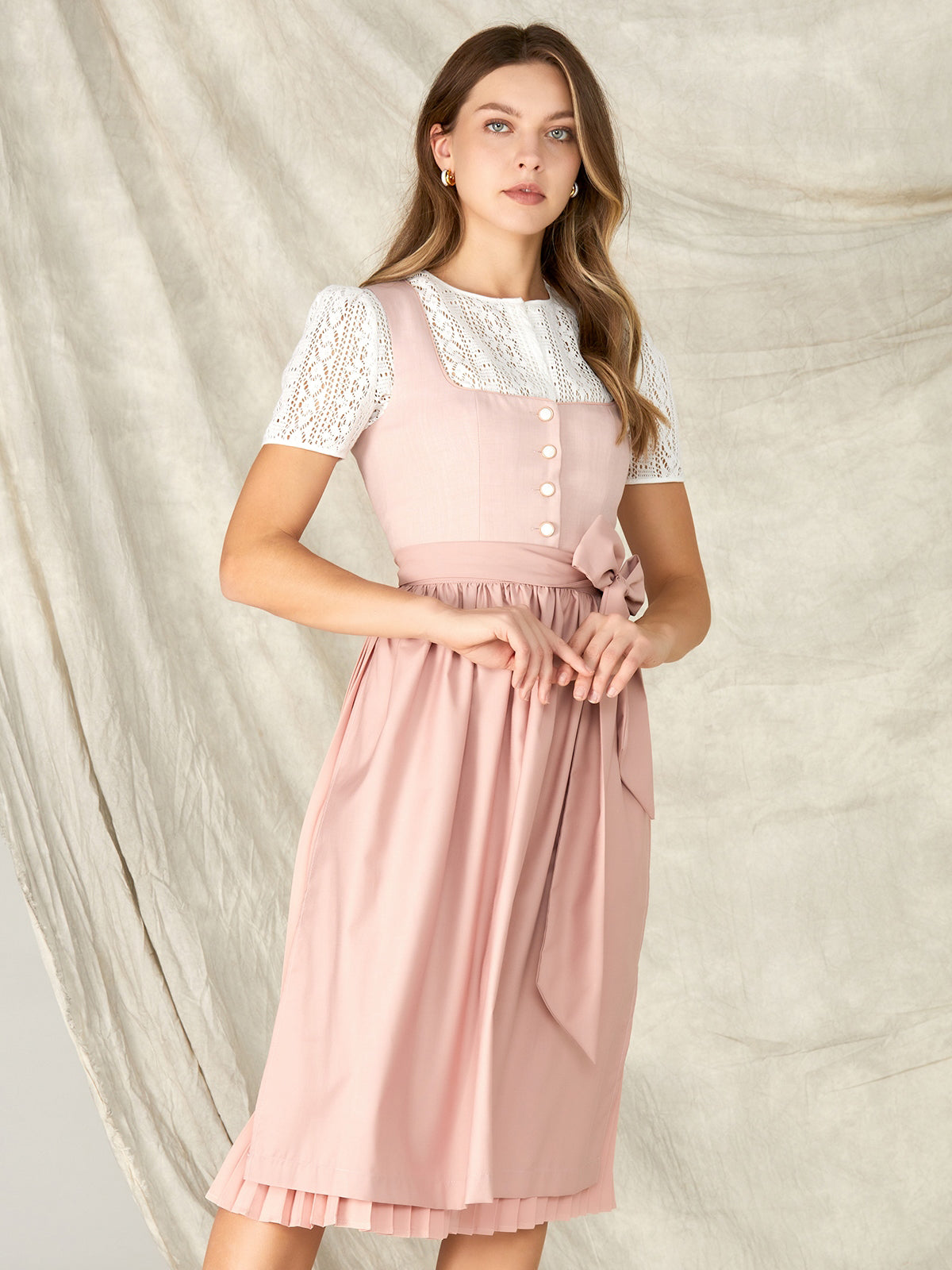 Rosa Knöpfen Gerader Ausschnitt Dirndl Kalia