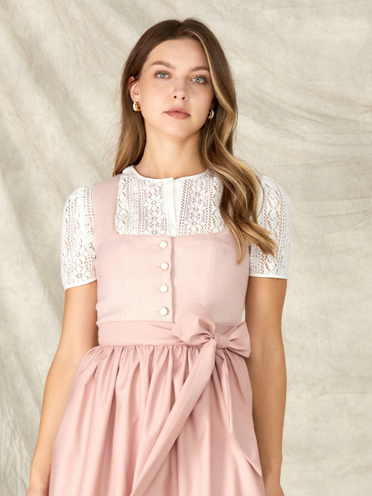 Rosa Knöpfen Gerader Ausschnitt Dirndl Kalia