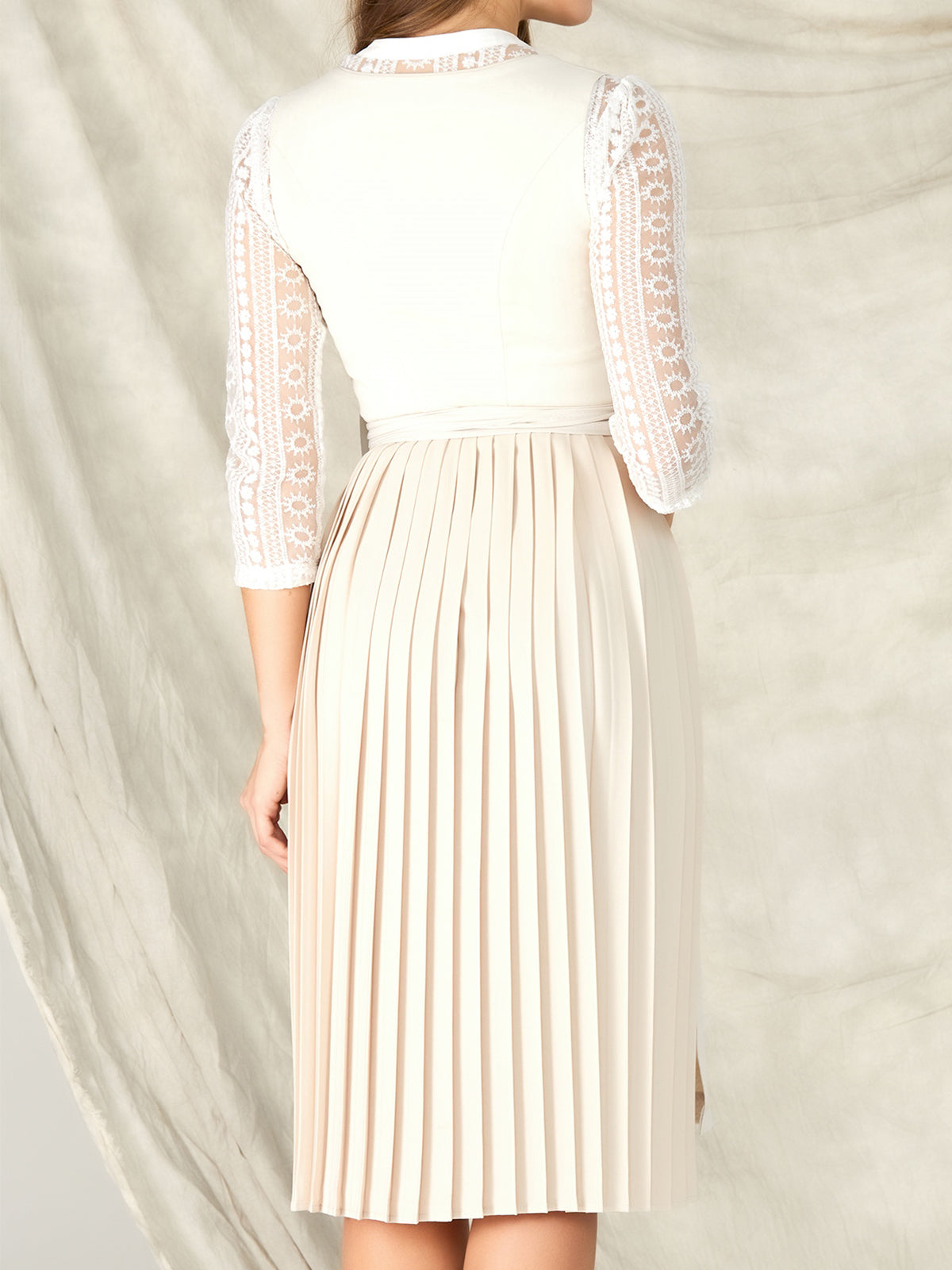 Beige Buttons Straight Neck Dirndl Thea