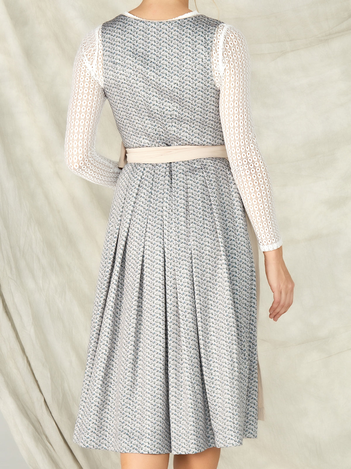 Blau Reißverschluss Vorne Herz-Ausschnitt Dirndl Delilah