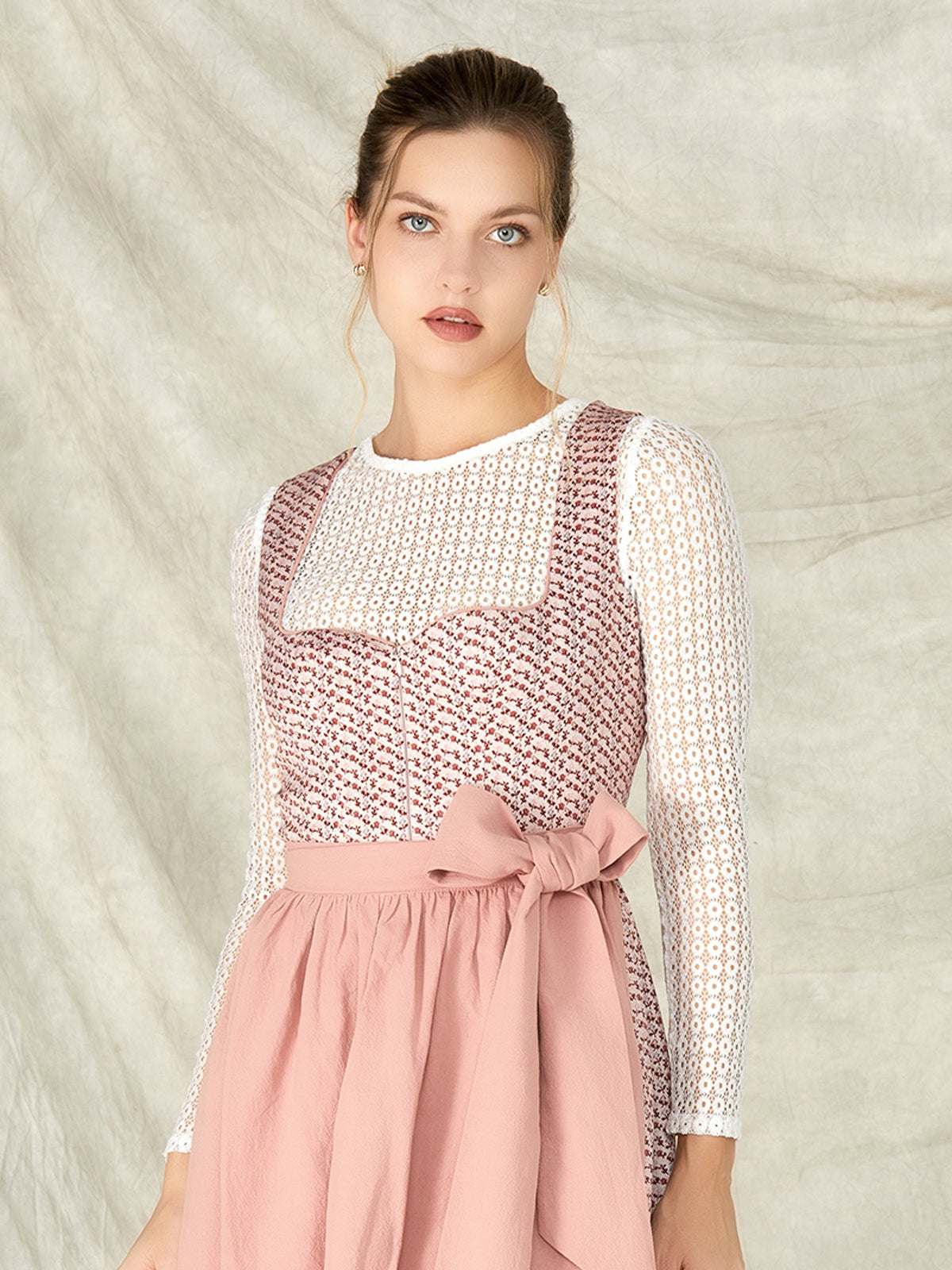 Rosa Reißverschluss Vorne Herz-Ausschnitt Dirndl Raven