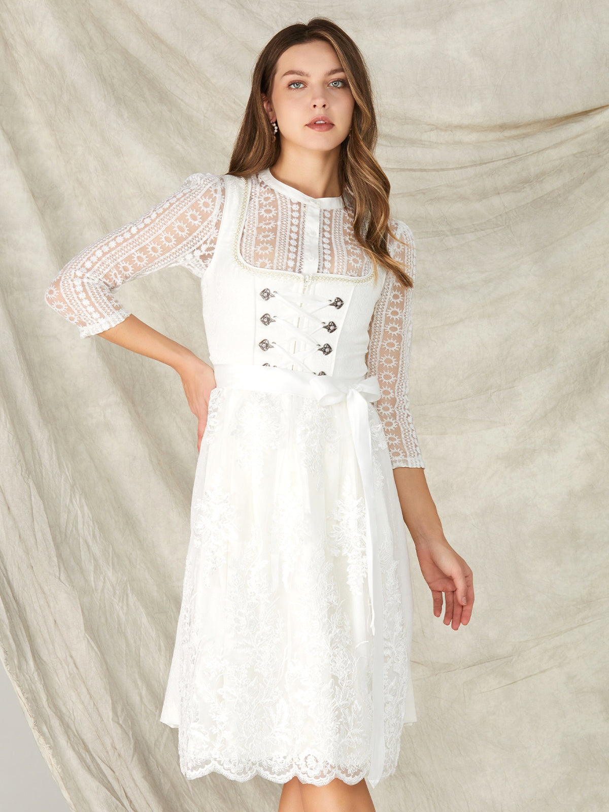 White Hook Closure Straight Neck Dirndl Hannah 