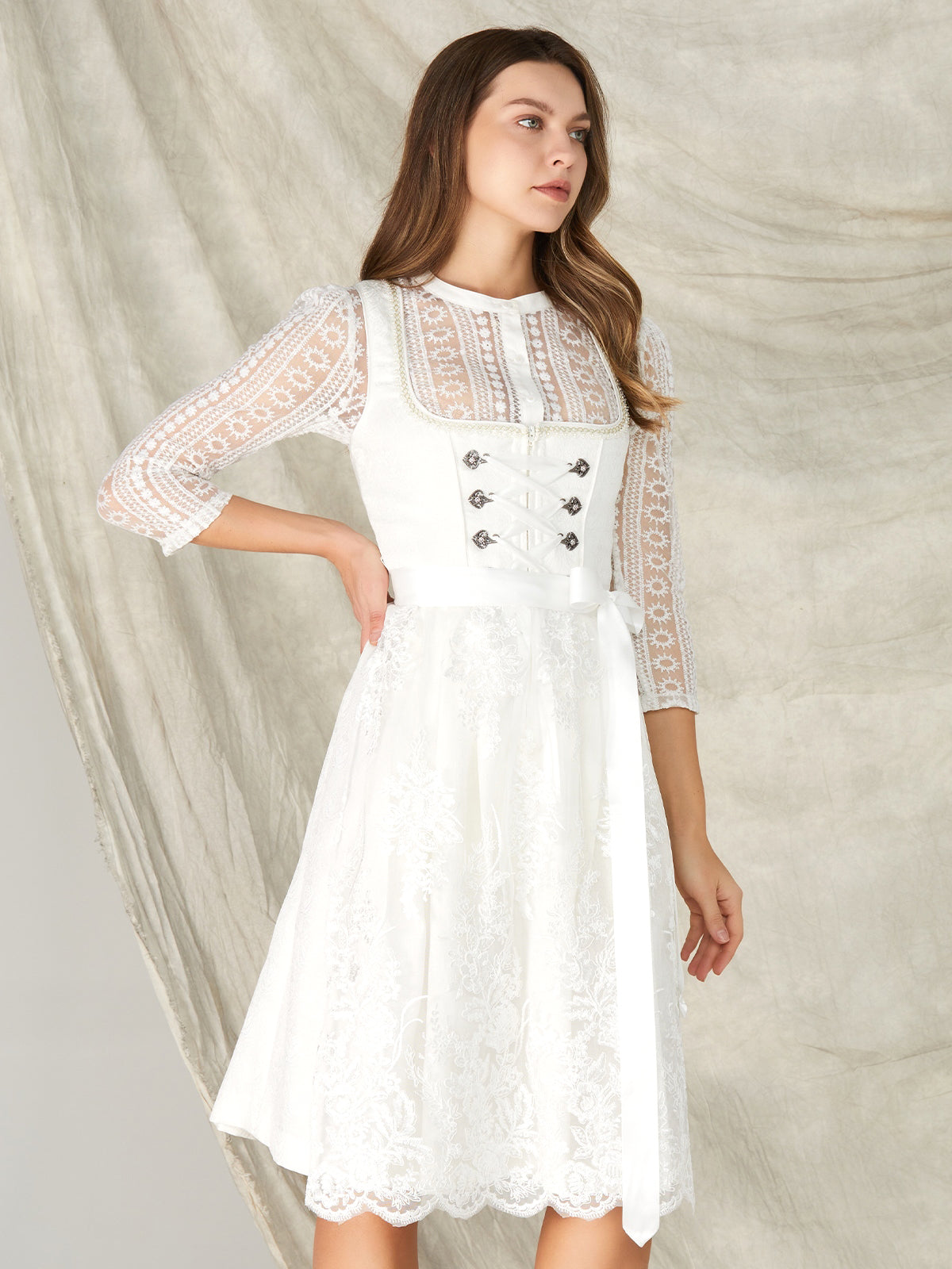 White Hook Closure Straight Neck Dirndl Hannah 