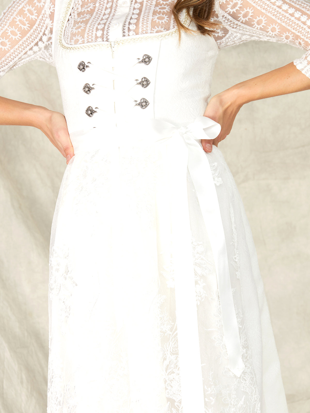 White Hook Closure Straight Neck Dirndl Hannah 