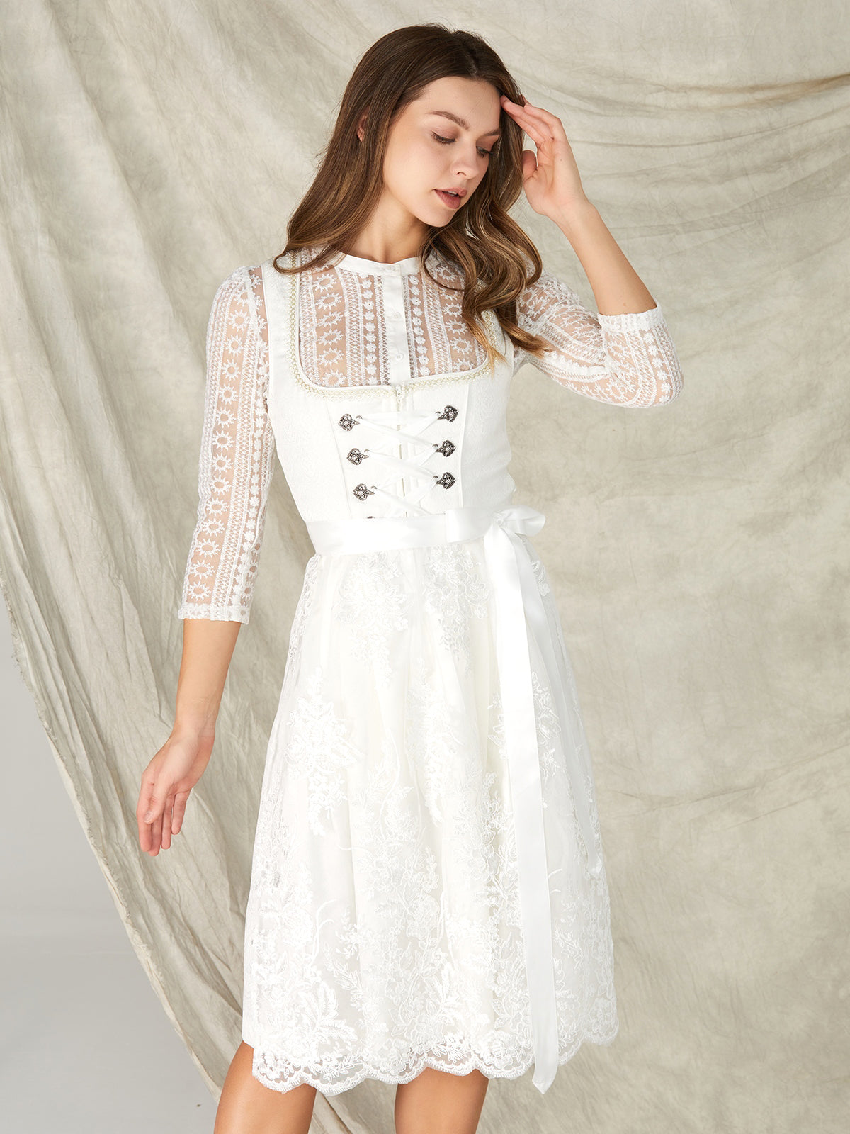 White Hook Closure Straight Neck Dirndl Hannah 