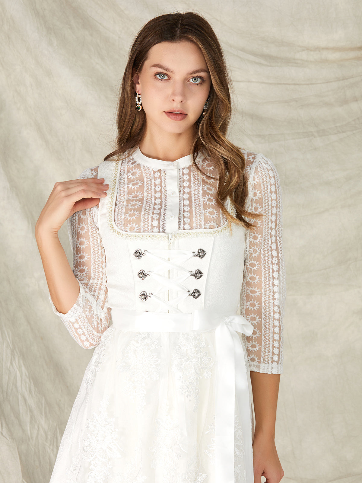 White Hook Closure Straight Neck Dirndl Hannah 