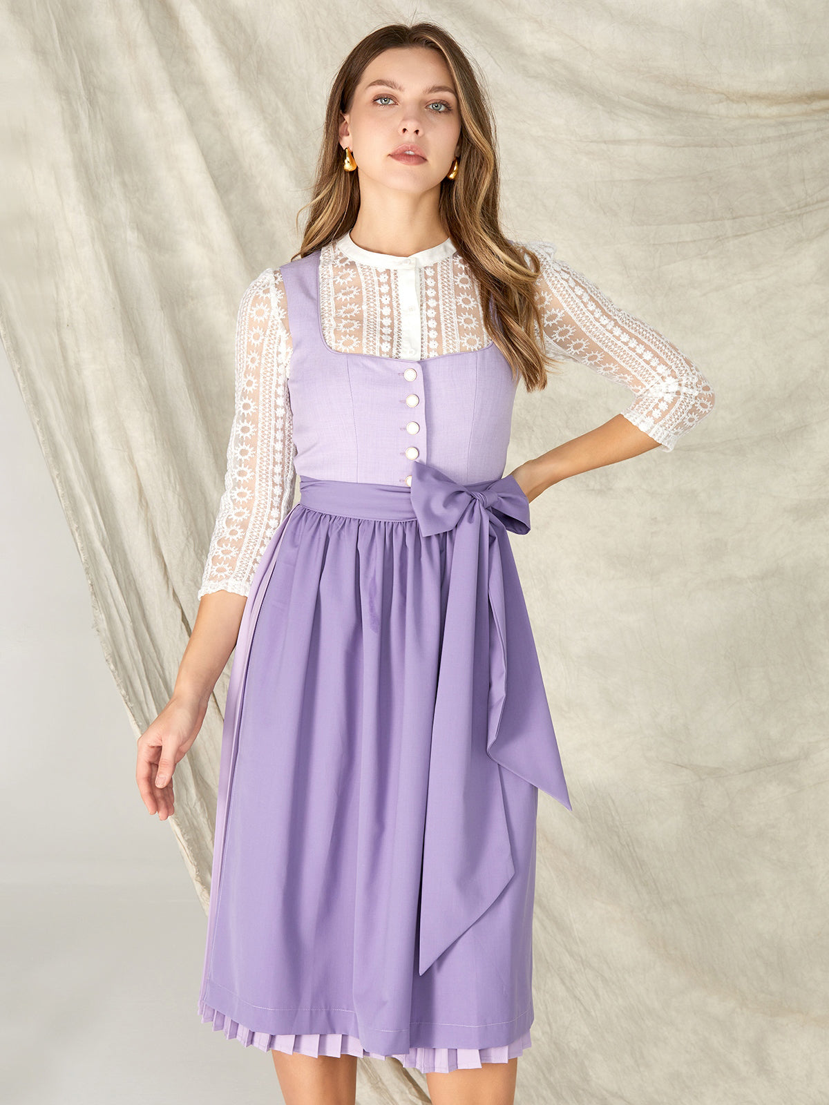 Purple Buttons Straight Neck Dirndl Rona 