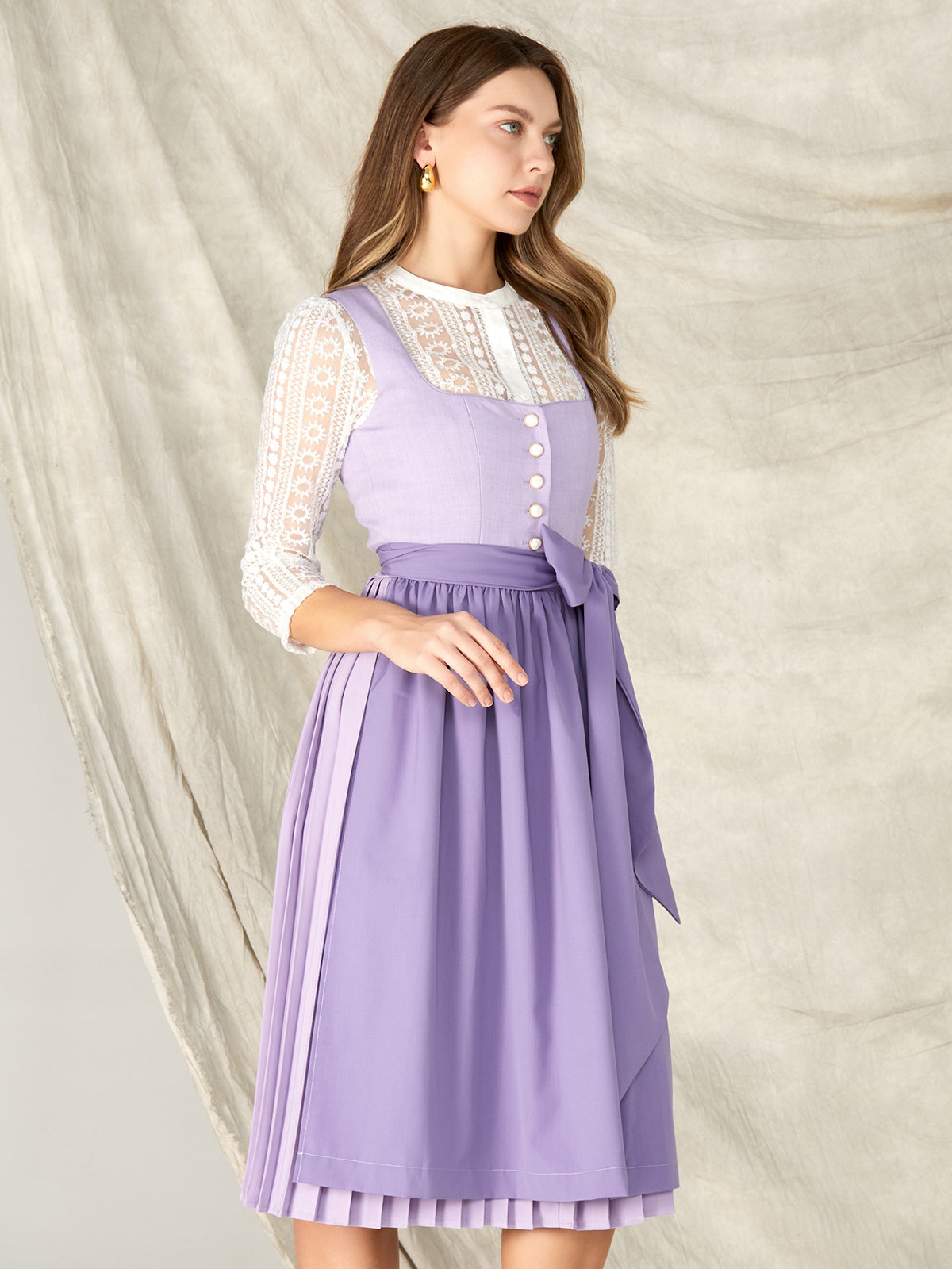 Purple Buttons Straight Neck Dirndl Rona 