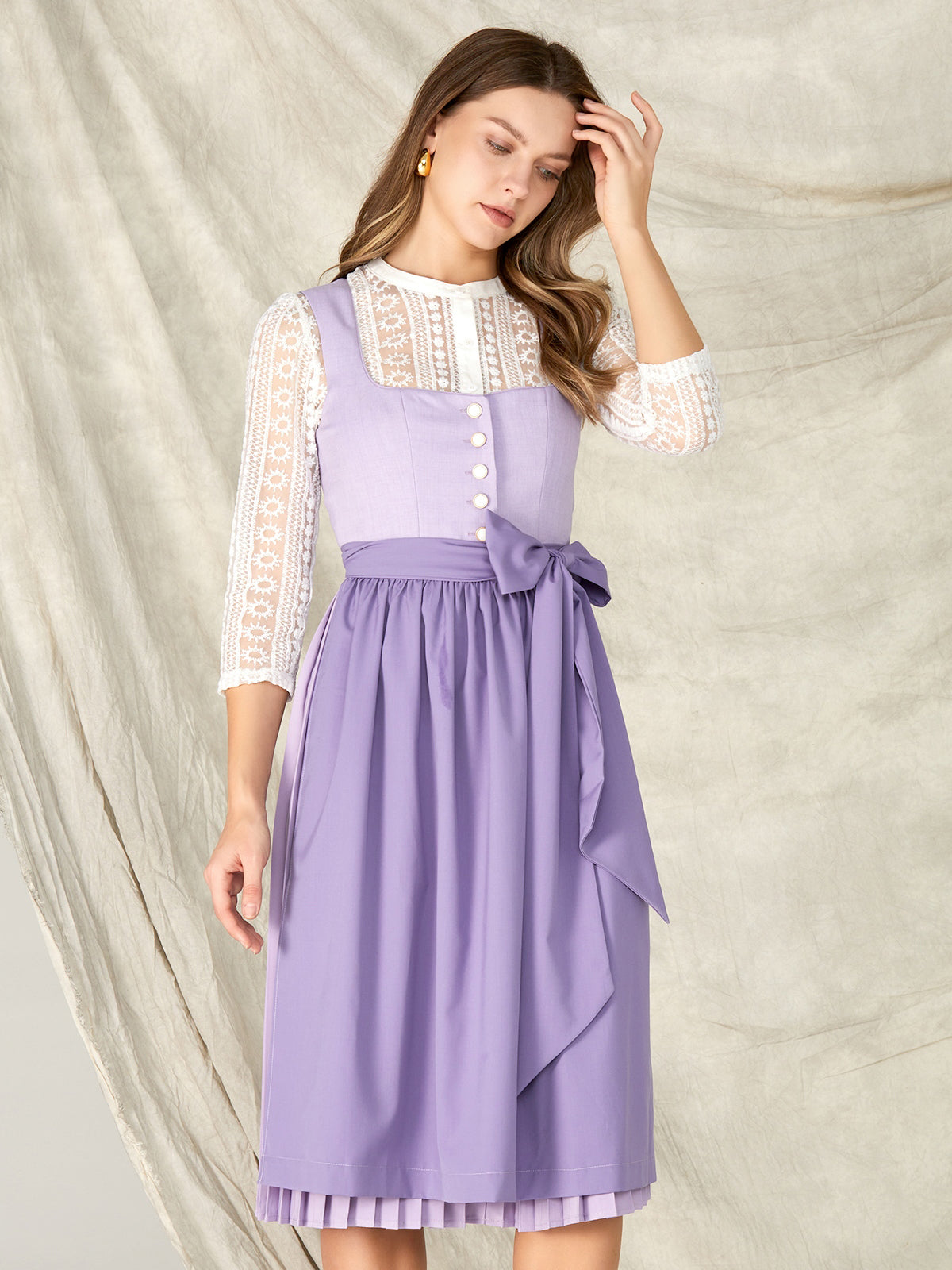 Purple Buttons Straight Neck Dirndl Rona 
