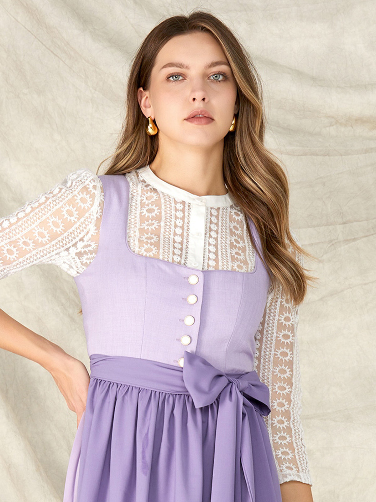 Purple Buttons Straight Neck Dirndl Rona 