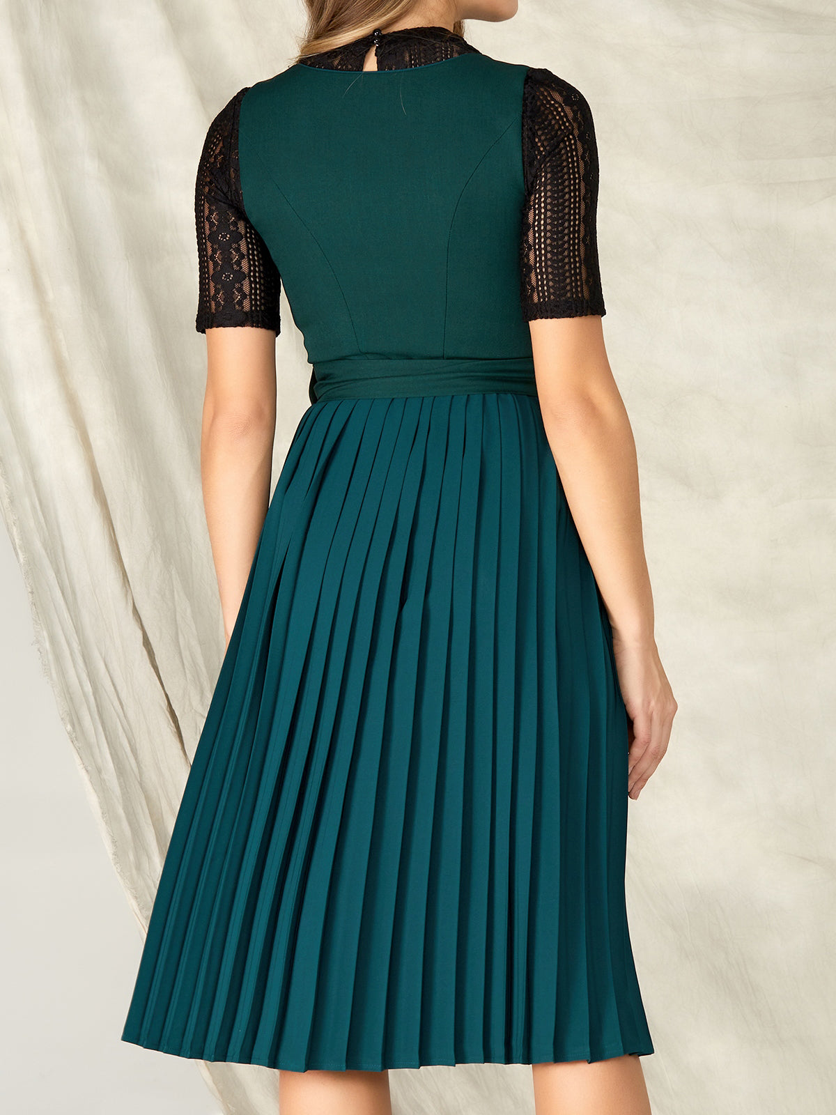 Darkgrün Knöpfen Gerader Ausschnitt Dirndl Coco