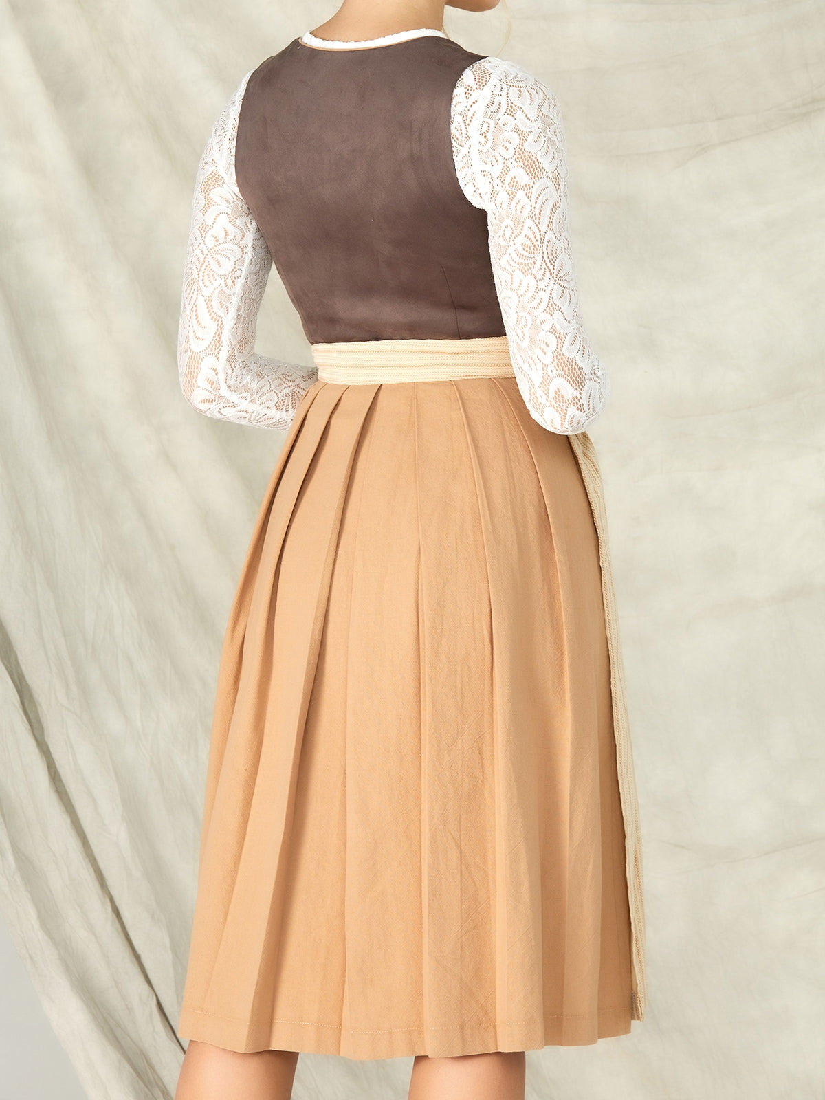 Brown Zipper Front Straight Neck Dirndl Maja 