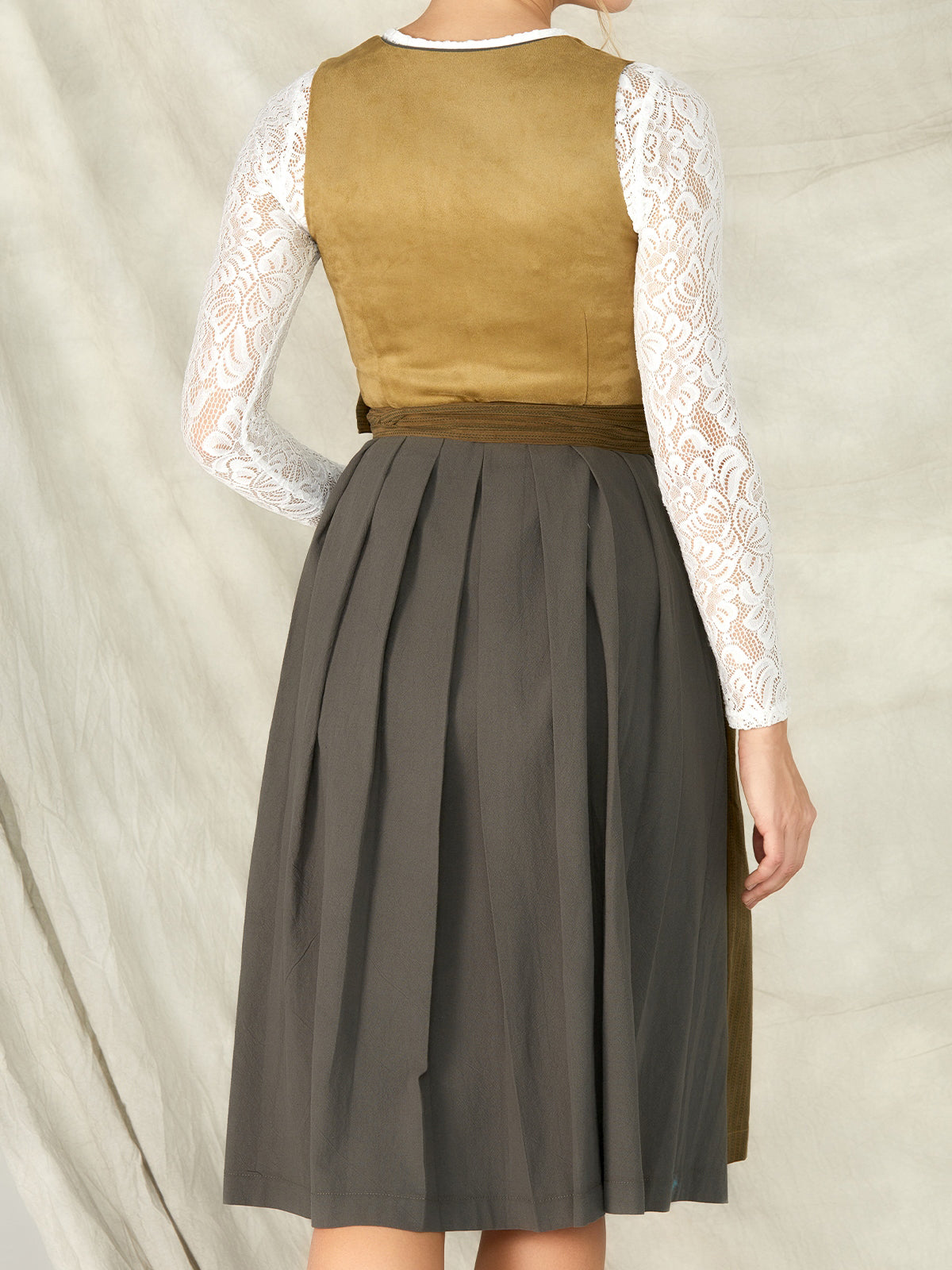 Grün Reißverschluss Vorne Gerader Ausschnitt Dirndl Karle