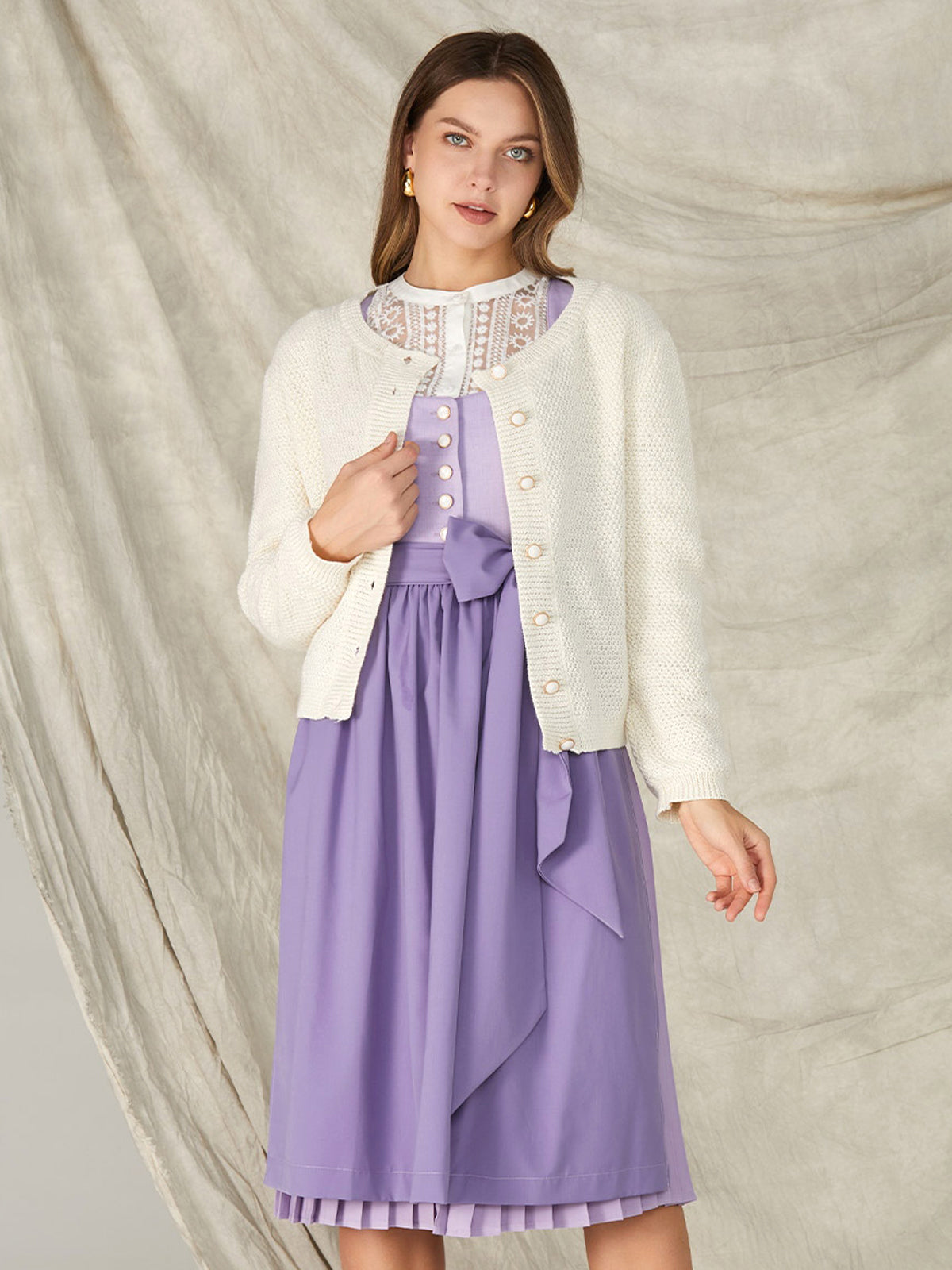 White Loose Buttons Knit Jackets 