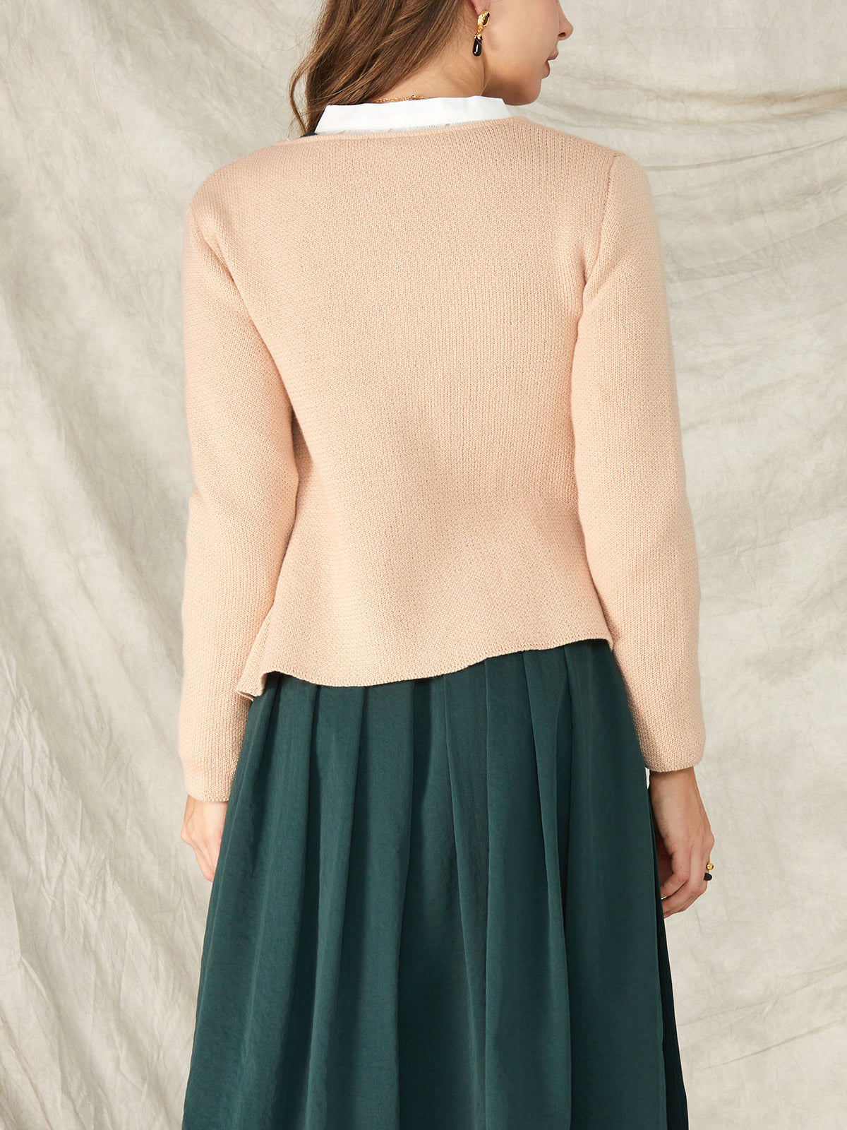 Brown Slim-Fit Button Knit Jackets 