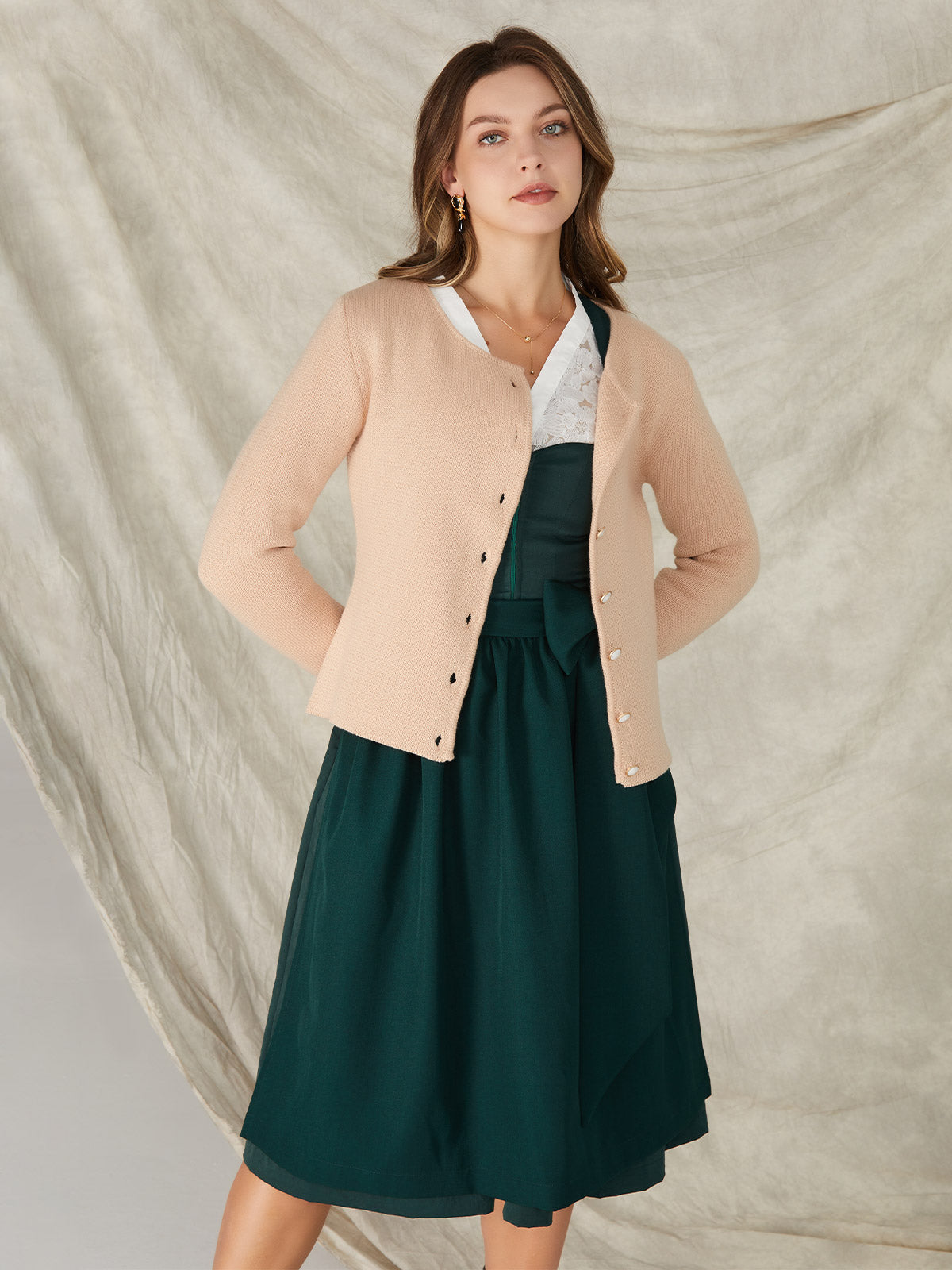 Brown Slim-Fit Button Knit Jackets 