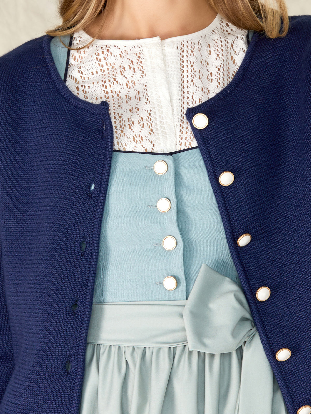 Blue Slim-Fit Button Knit Jackets 