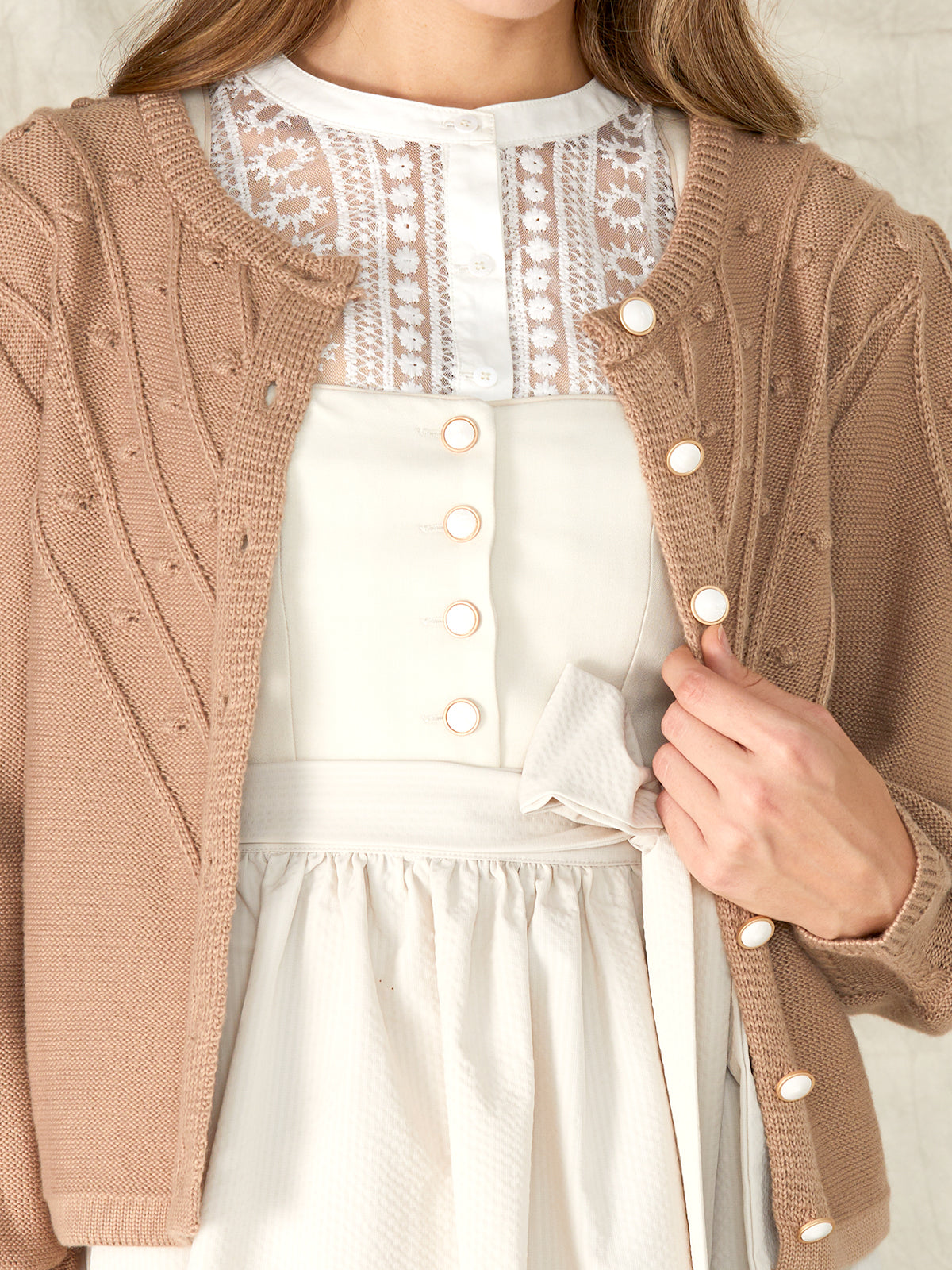 Brown Loose Button Knit Jackets 