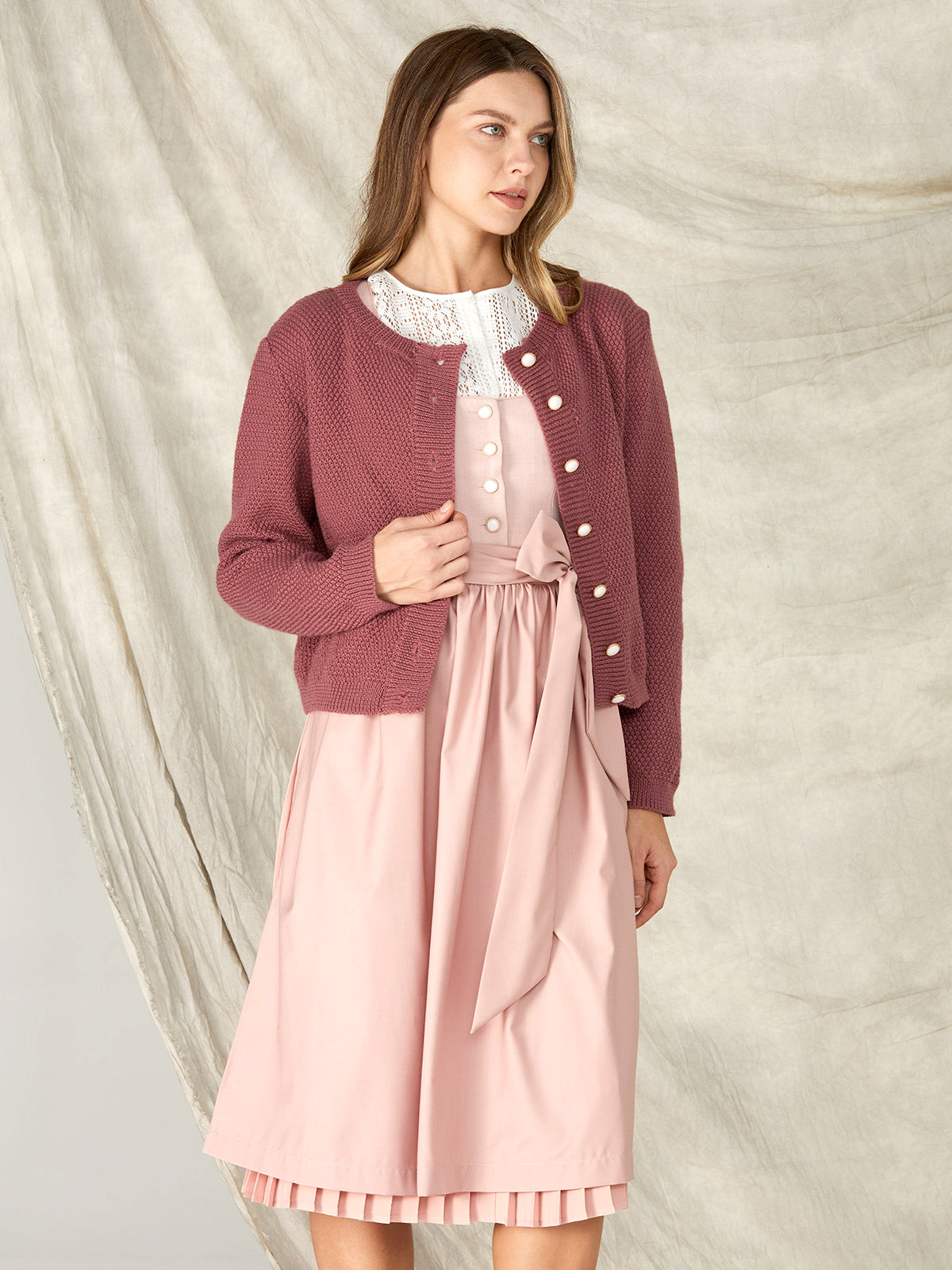 Purple Loose Button Knit Jackets 