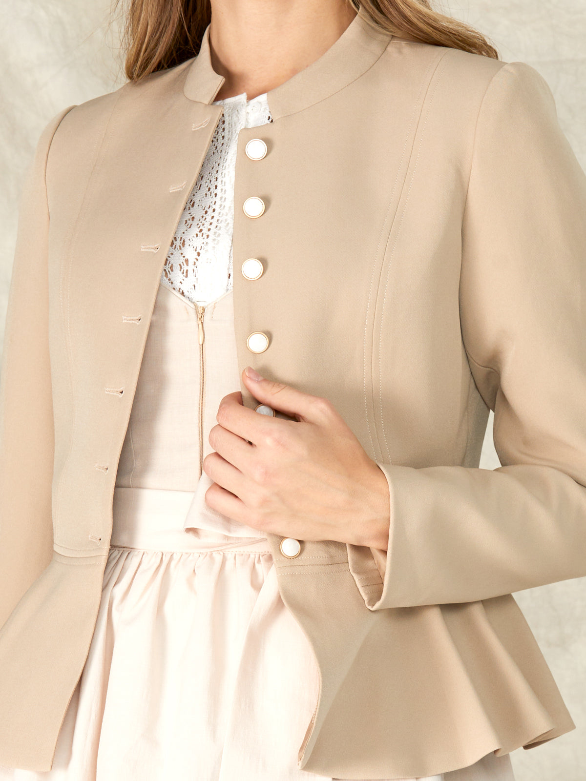 Brown Peplum Jackets Candela 