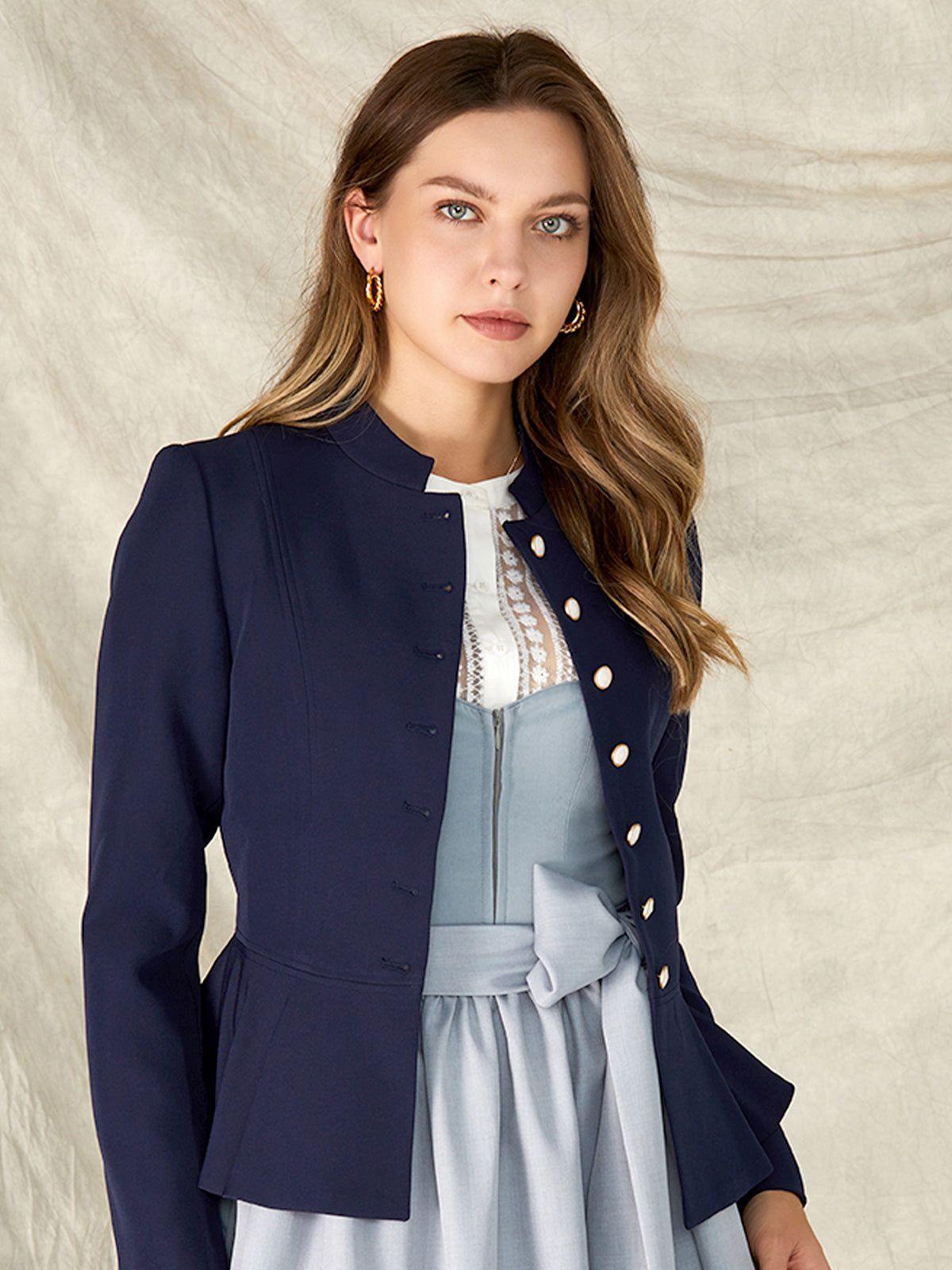 Blue Peplum Jackets Candela 
