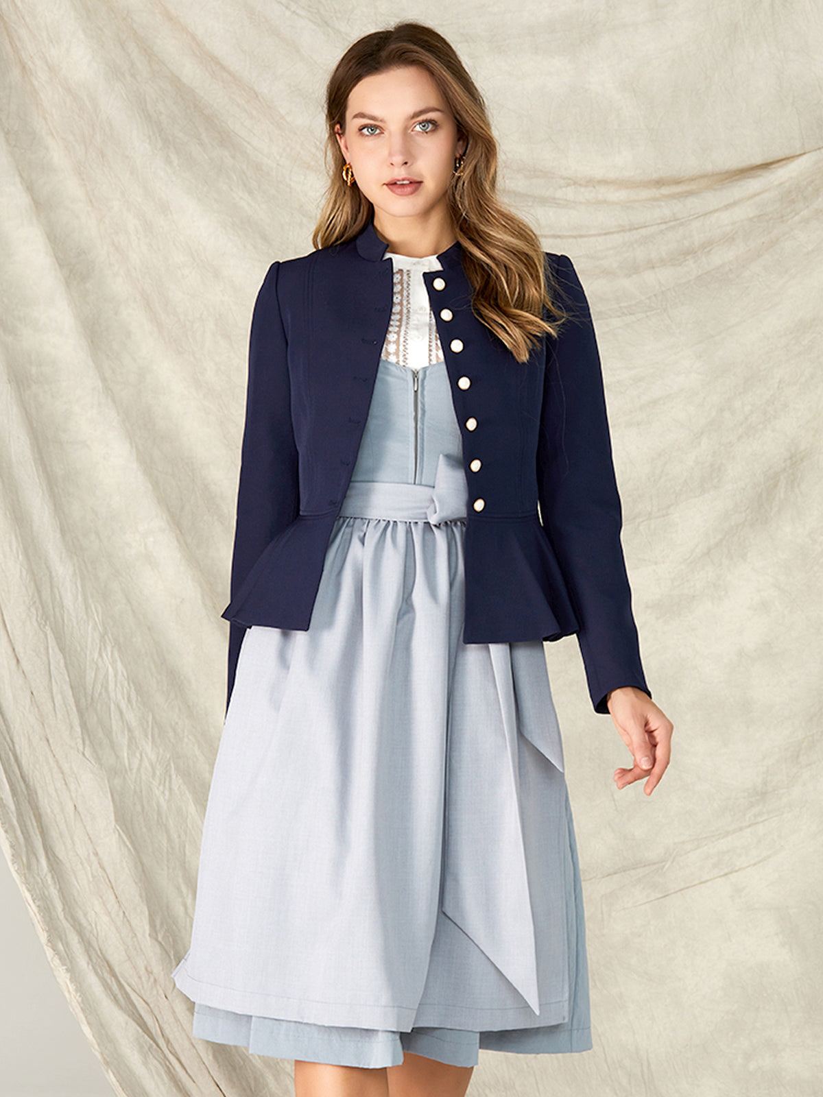 Blue Peplum Jackets Candela 