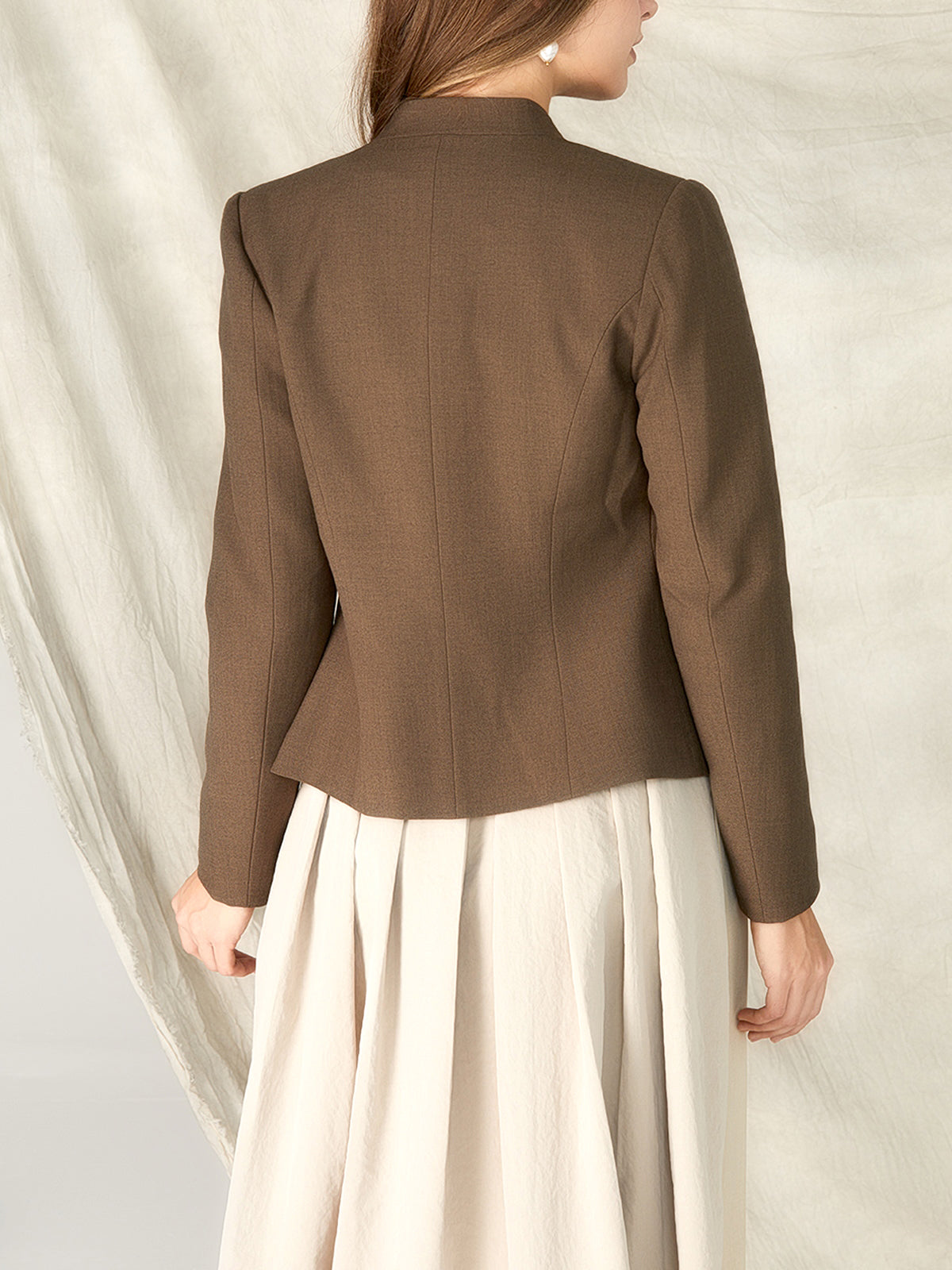 Brown High Neck Traditional Jackets Barly 