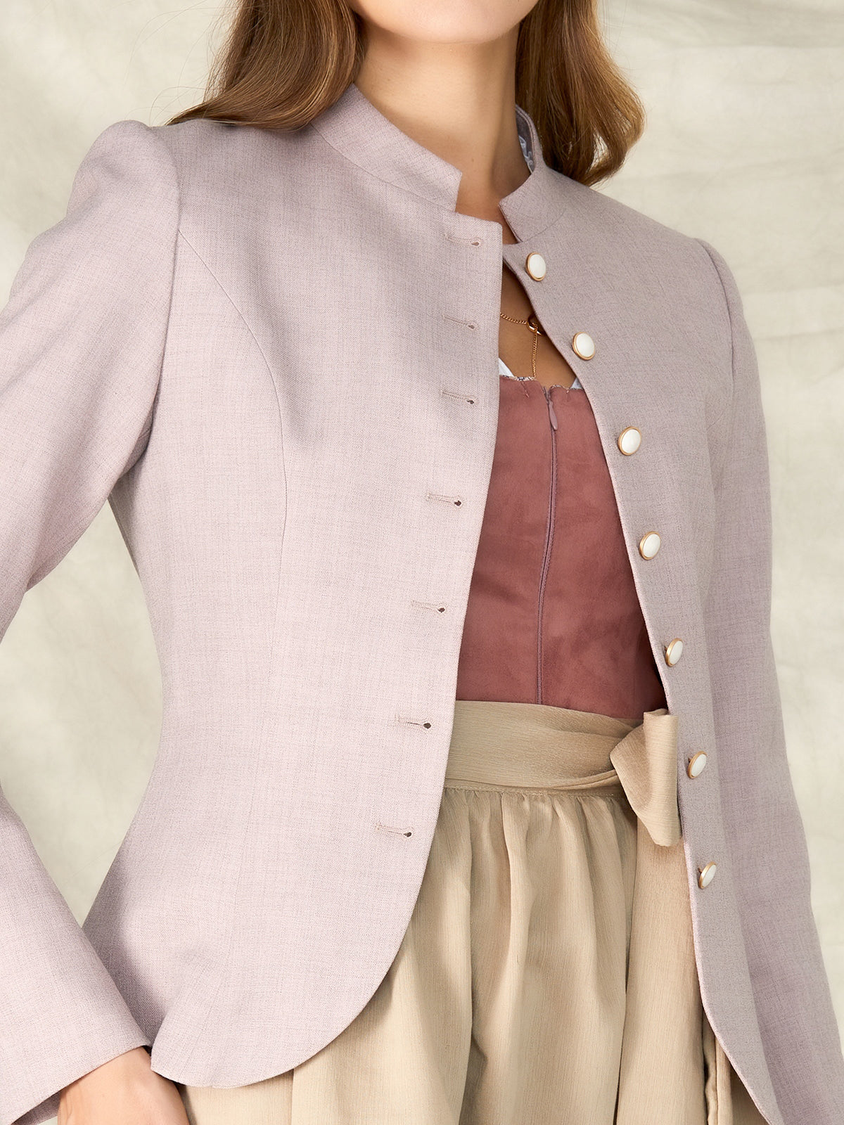 Purple High Neck Traditional Jackets Barly 