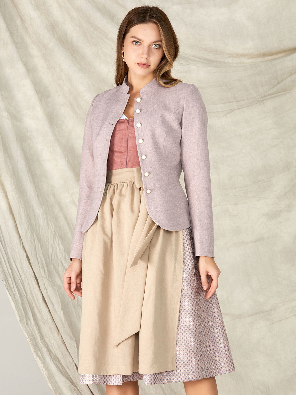 Purple High Neck Traditional Jackets Barly 